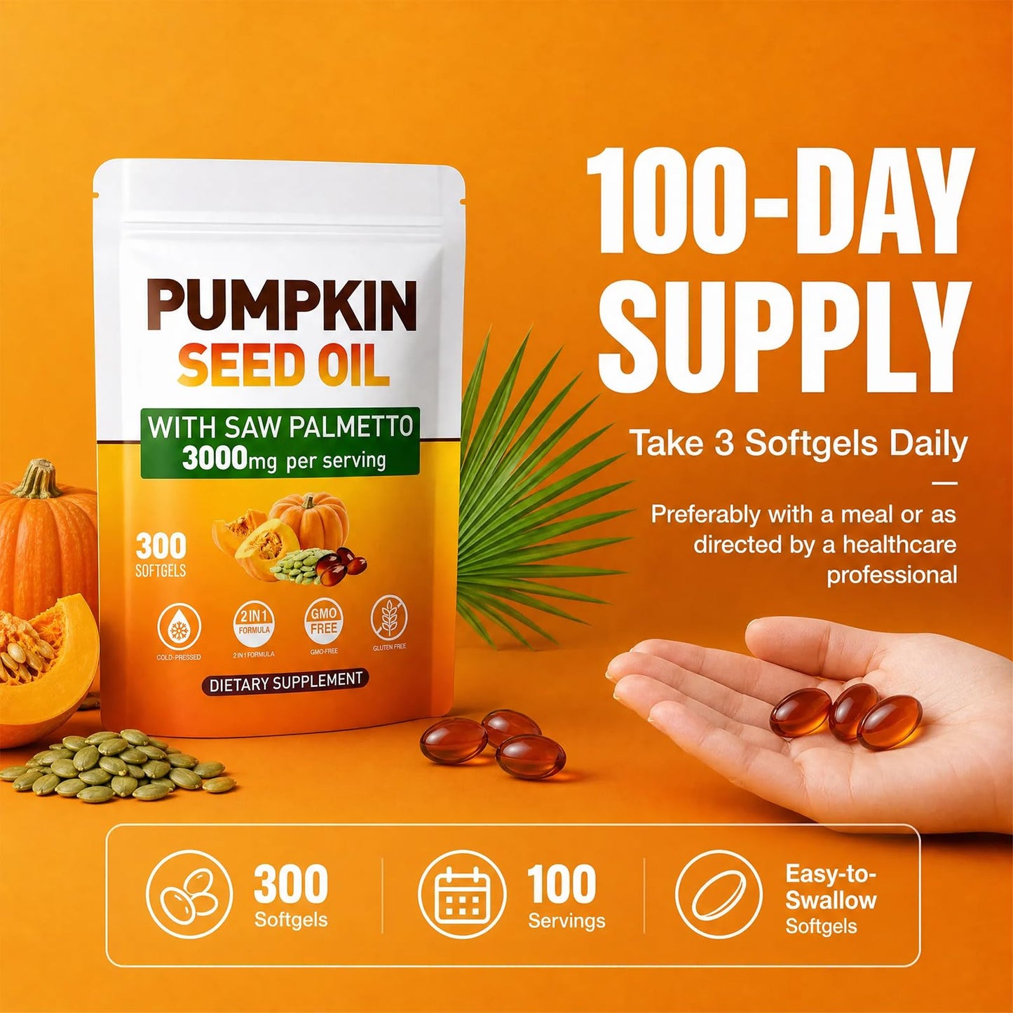 WACHRAY Pumpkin Seed Oil Softgels 300 Count