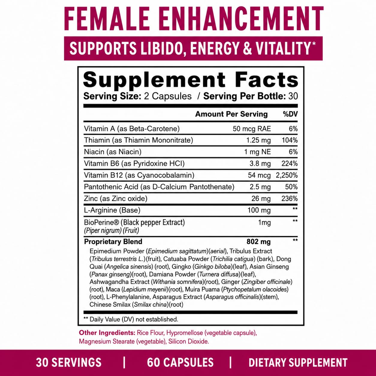 Amplicell Women's Libido Support for Drive, Energy, Mood & Hormone Balance Capsules, 60 Count