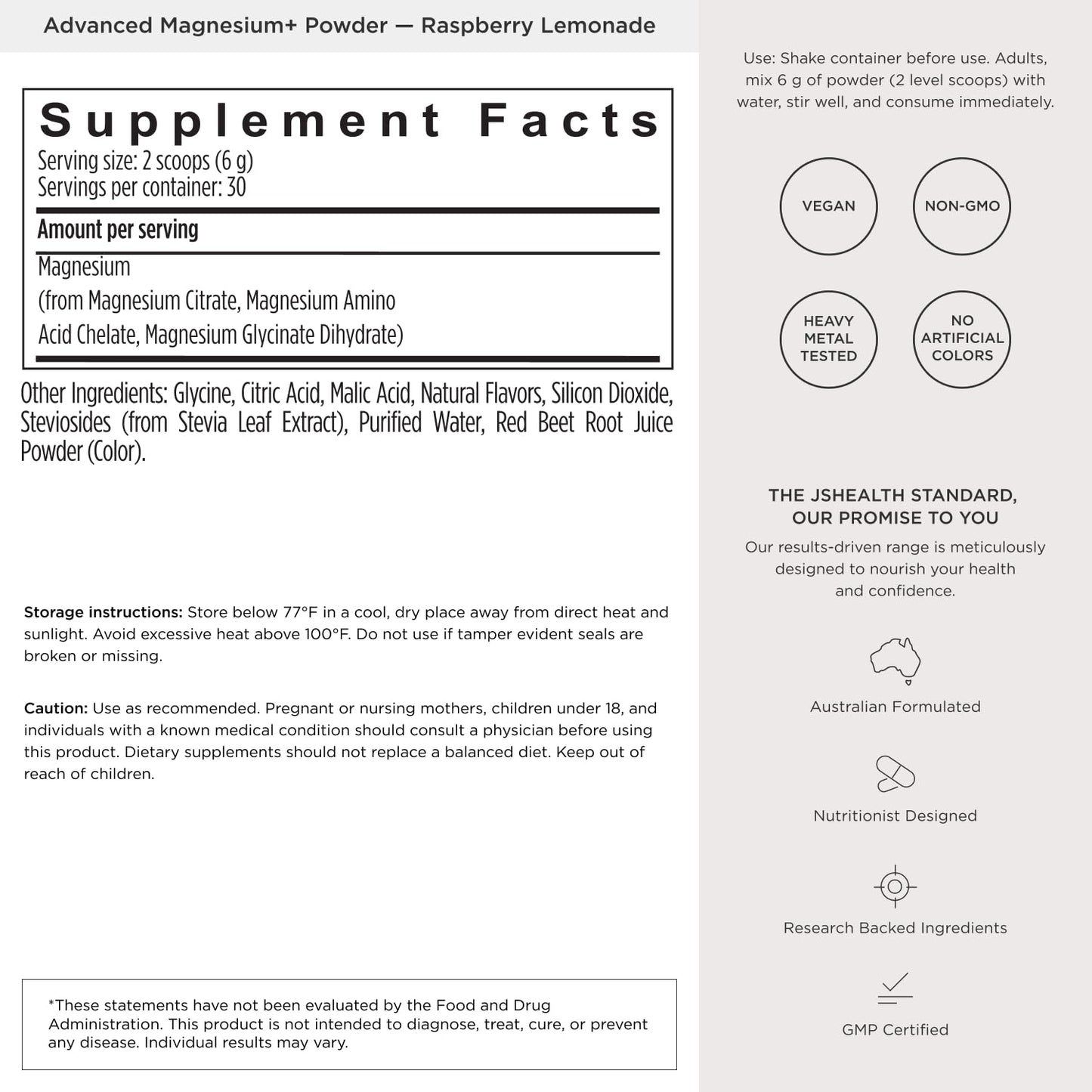 JSHealth Magnesium Powder for Sleep 6.35 oz