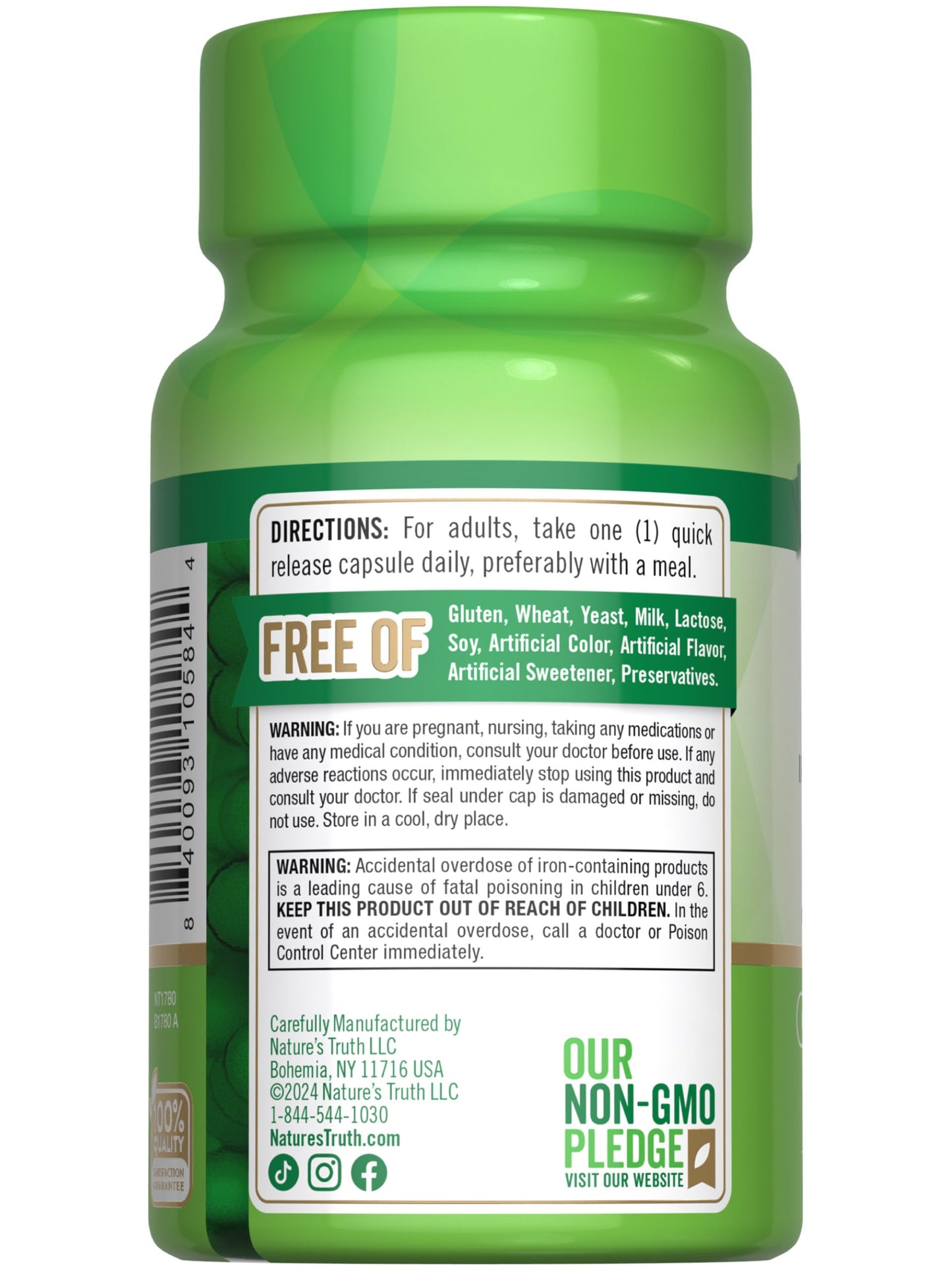 Nature's Truth Iron Supplement for Women & Men Capsule 90 Count