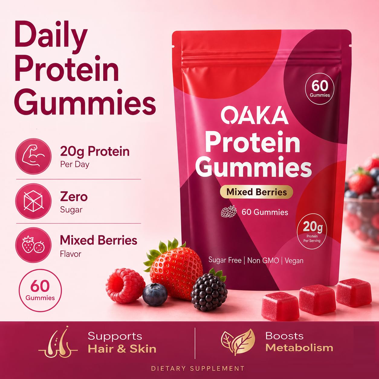 Nitidissima OAKA Protein Gummies 60 Gummies