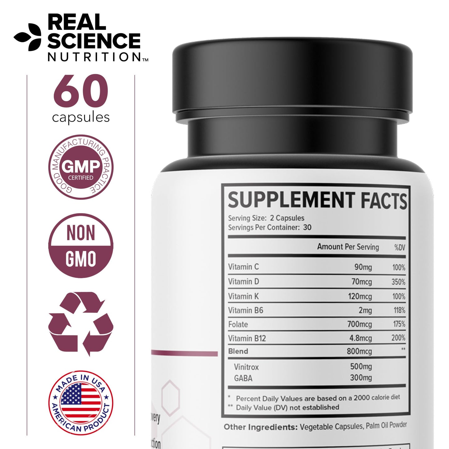 Real Science Nutrition Muscle Rest Capsules 60 Count