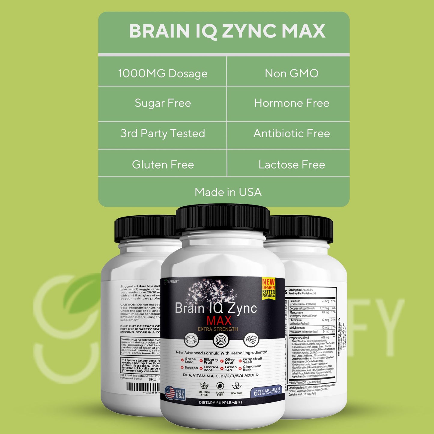 GREENVIFY Brain IQ Zync Max Capsules 120