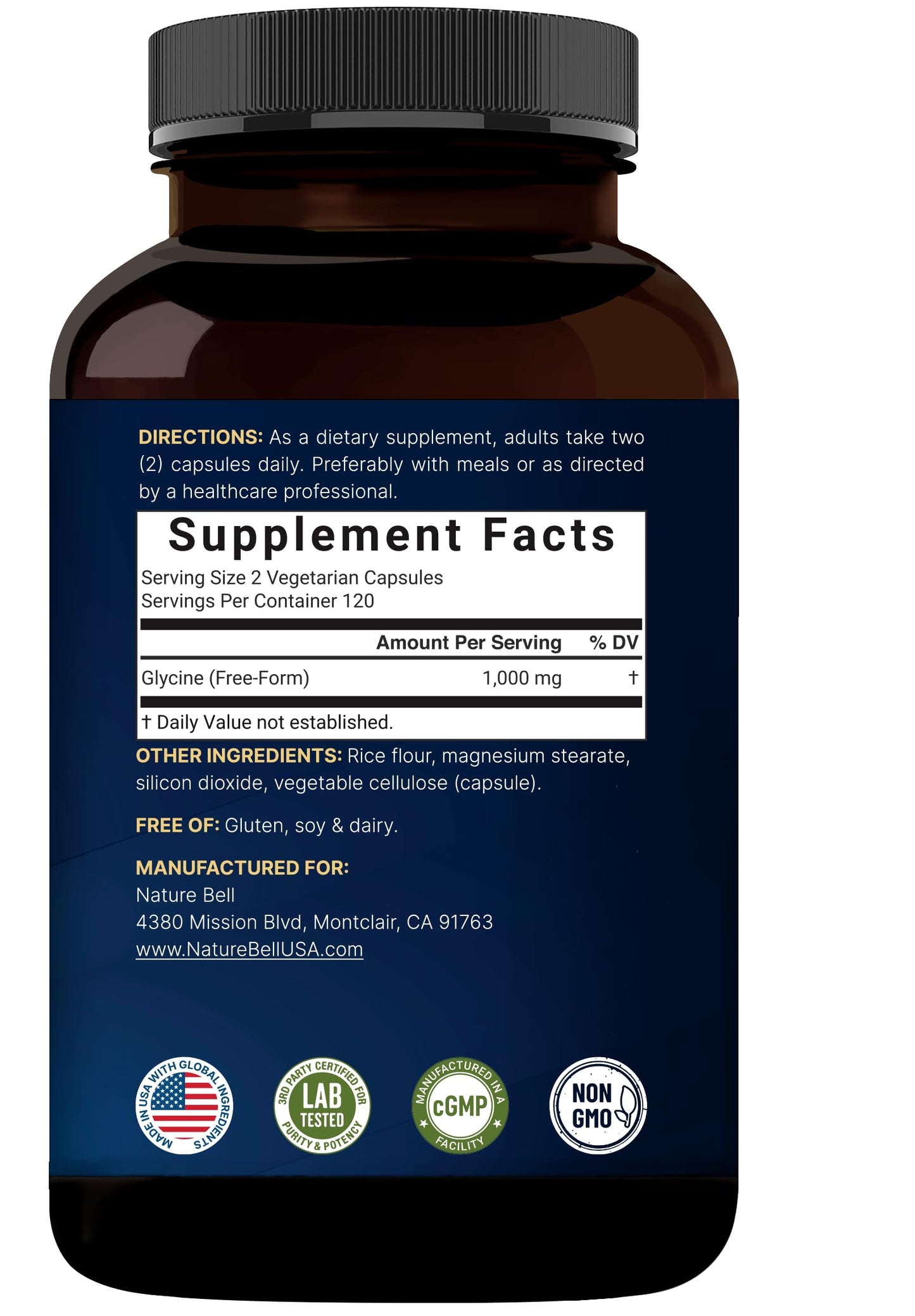 NatureBell Glycine 1000 mg Per Serving Capsule, 240 Count