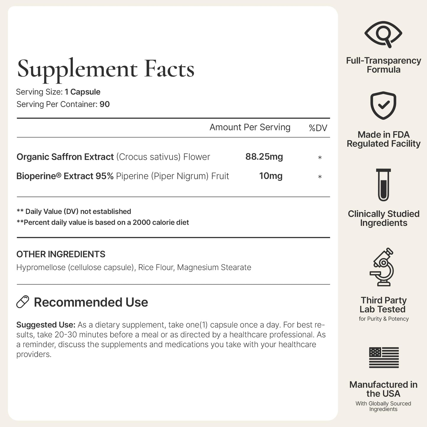 ACEWORKZ Appetite Suppressant for Weight Loss – Organic Saffron Extract with BioPerine® for Enhanced Absorption – Supports Energy & Mood, Capsules, 90