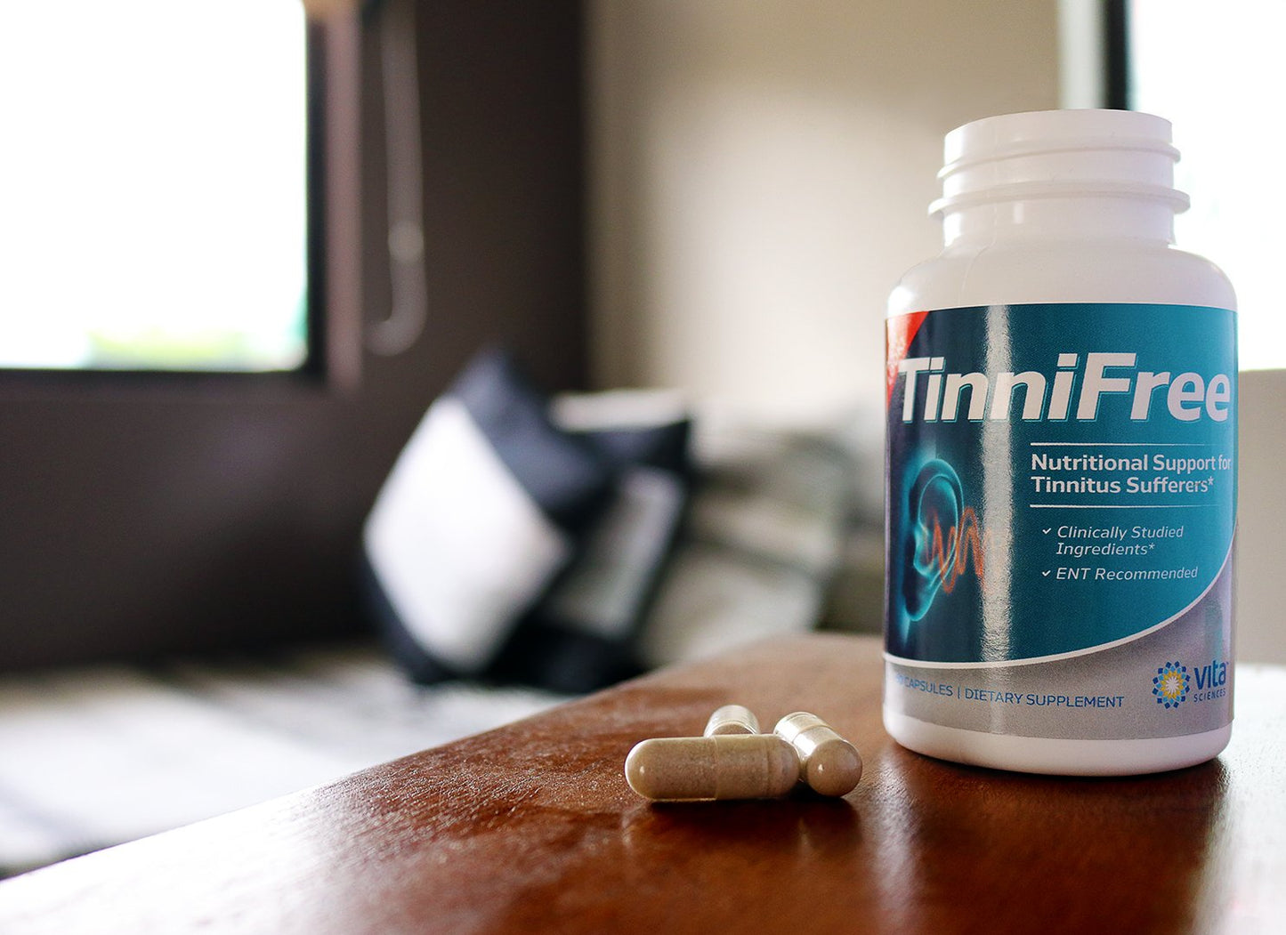 Vita Sciences TinniFree Ear & Hearing Support Supplement with B12 & Magnesium, 60 Capsules
