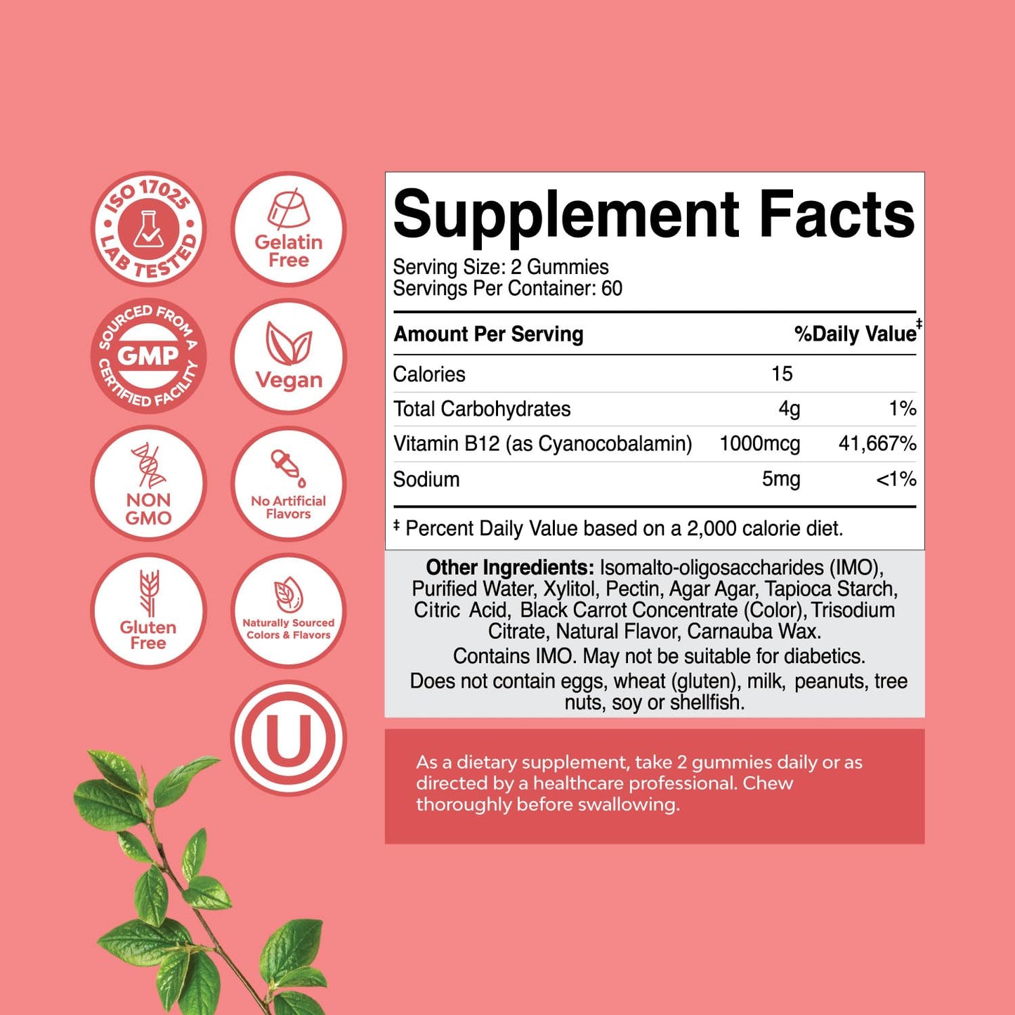Natures Craft Vitamin B12 Gummies 1000mcg Sugar Free, 120 Count