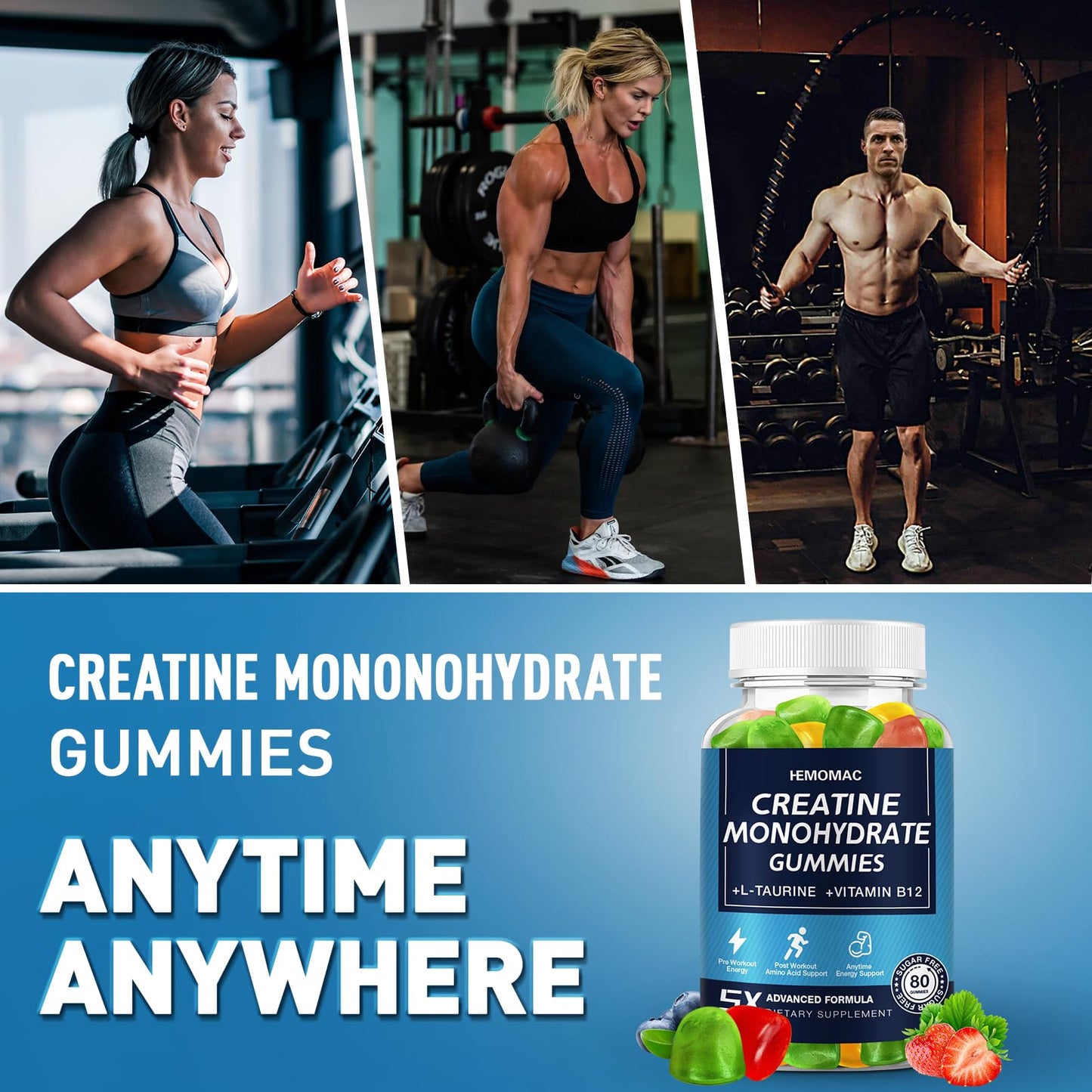 HEMOMAC Creatine Monohydrate Gummies 5g, 160 Count