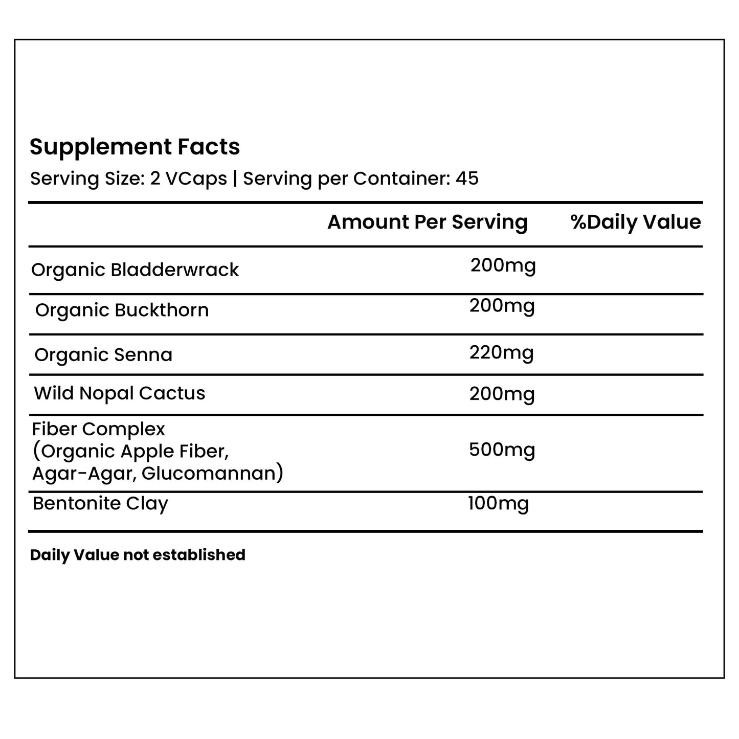 Green Organic Supplements Colon Cleanser 90 Capsules