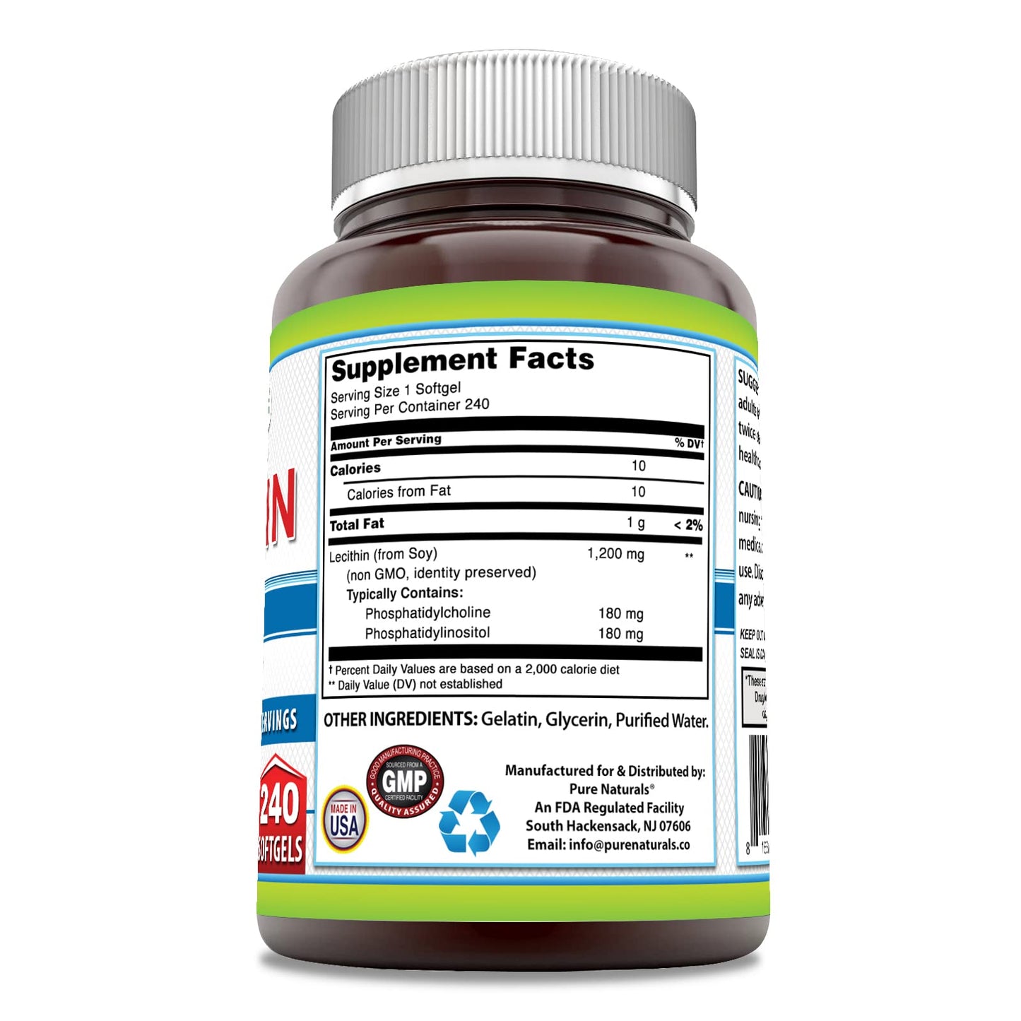 Pure Naturals Lecithin 1200 mg Softgels, 240 Count