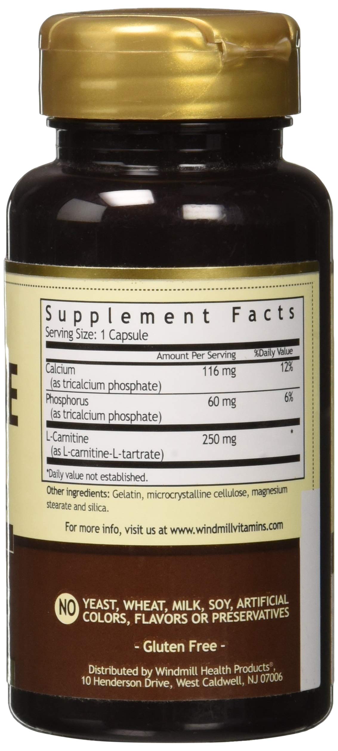 Windmill L-Carnitine 250 mg Capsules, 50 Count