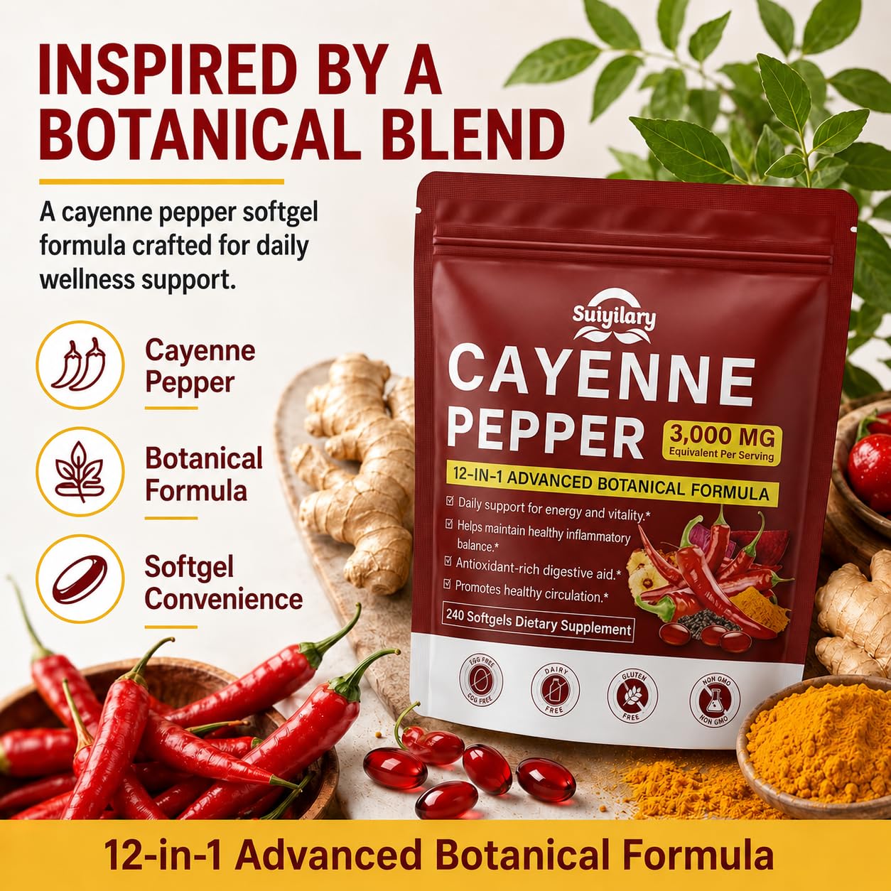Suiyilary Cayenne Pepper Softgels 300 Count