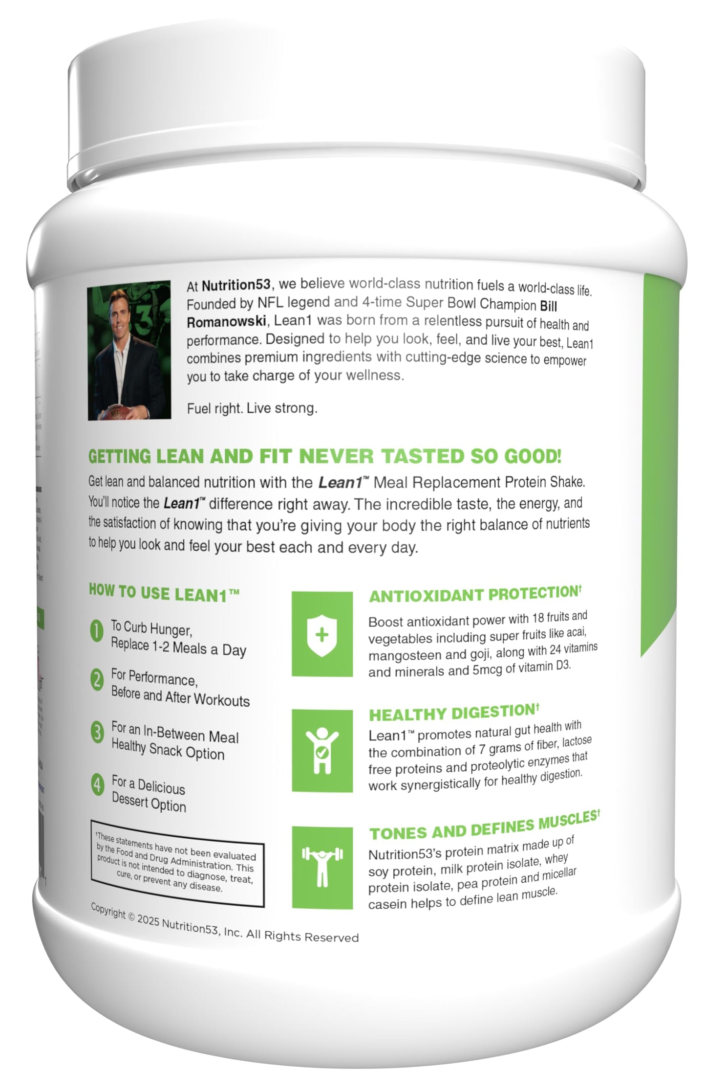 N53 Lean1 Meal Replacement Protein Shake Strawberry Flavor Powder 27.5
