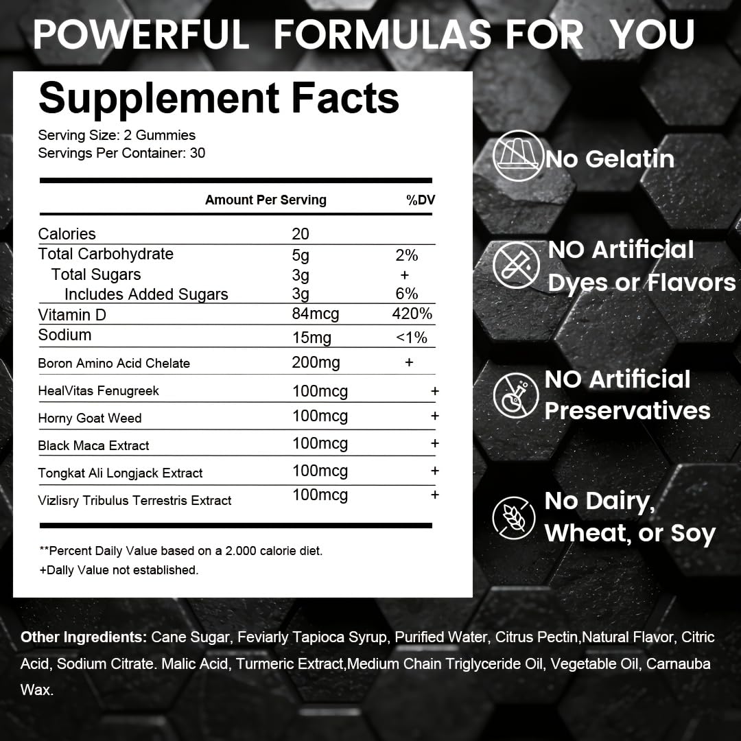 Feviarly Men's Vigor Boost Gummies, 60 Count