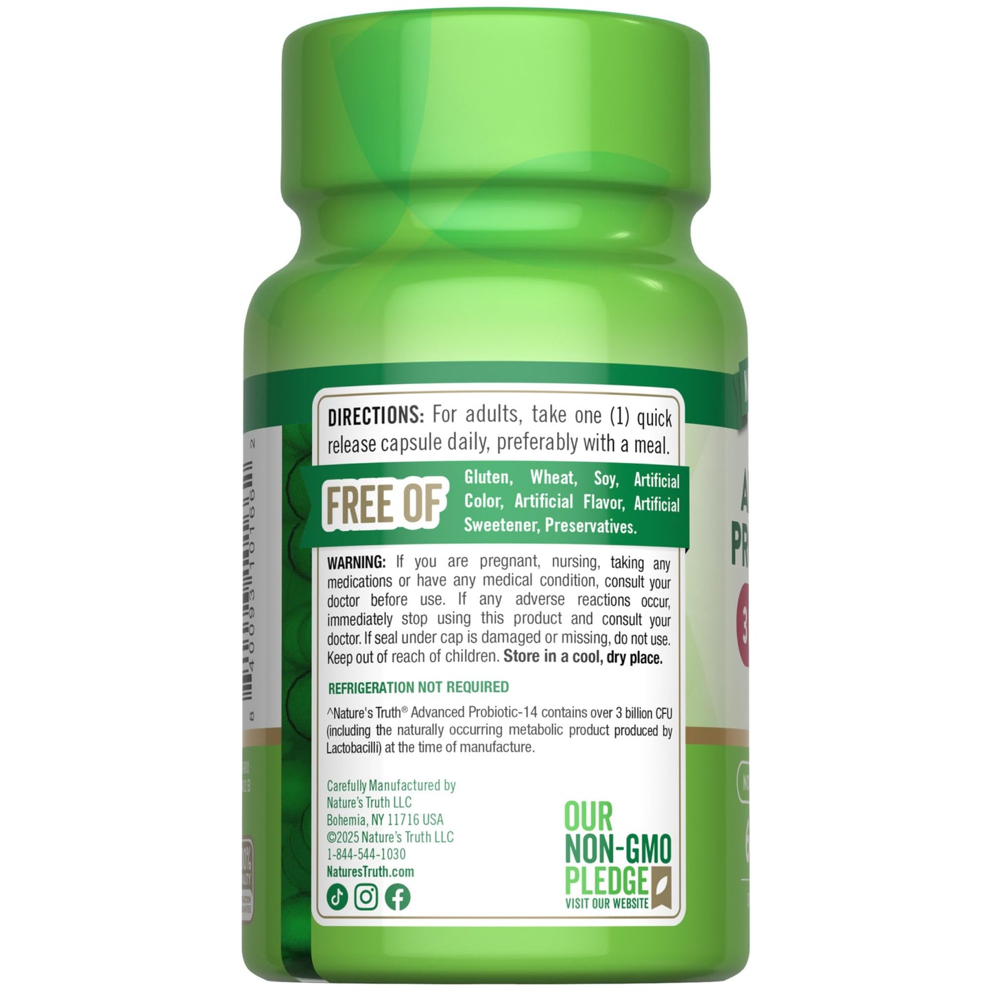 Nature's Truth Probiotics Capsule 3 Billion CFU, 60 Count, for Men and Women, 14 Strains, Non-GMO & Gluten Free
