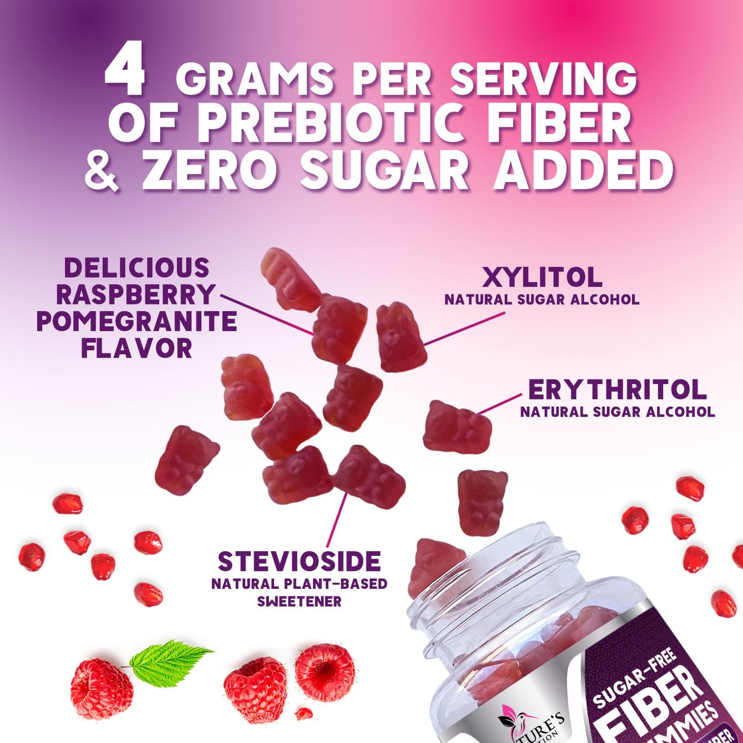 Nature's Nutrition Fiber Gummies Gummy, 60 Count