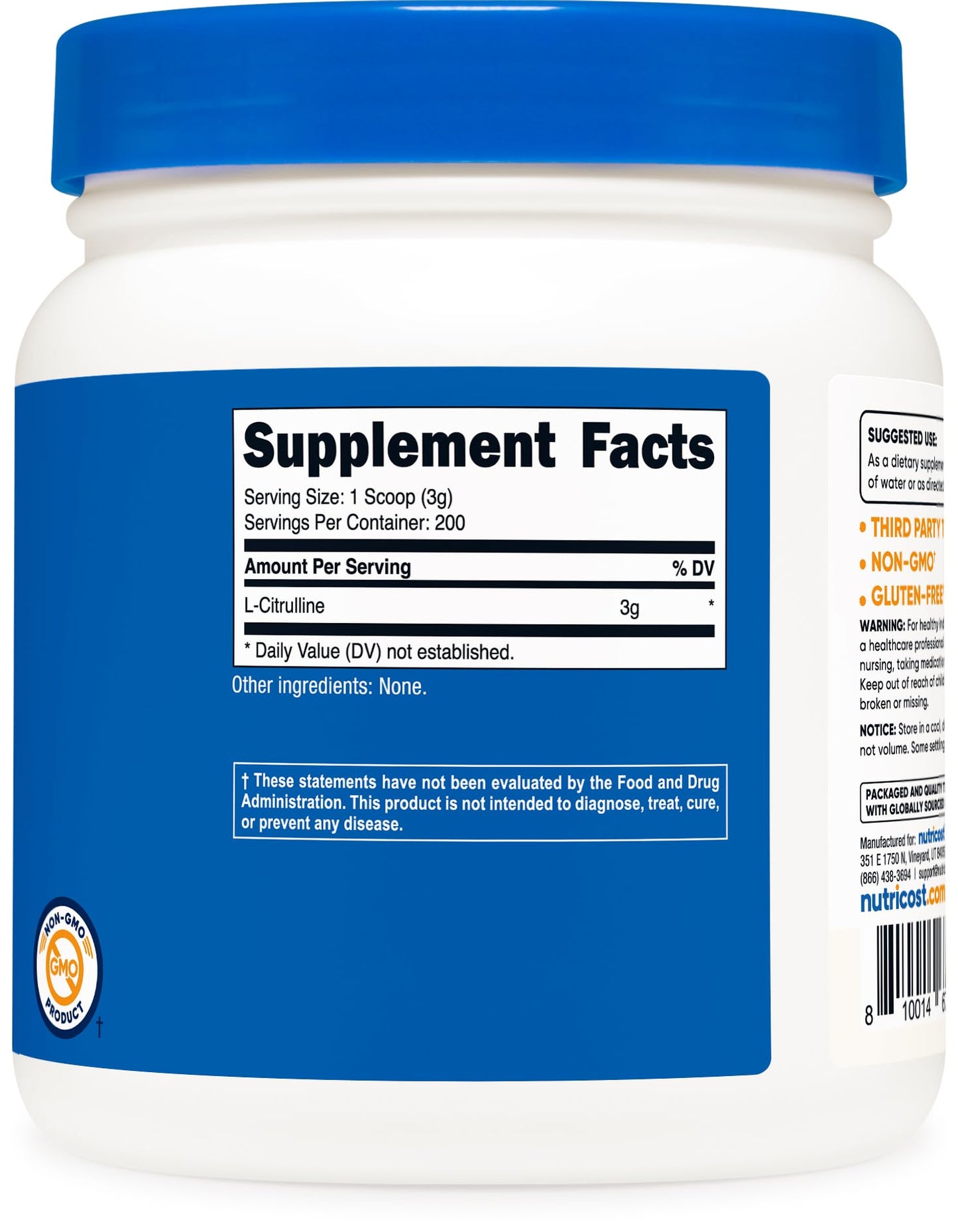 Nutricost L-Citrulline (Base) Powder 21.4 oz