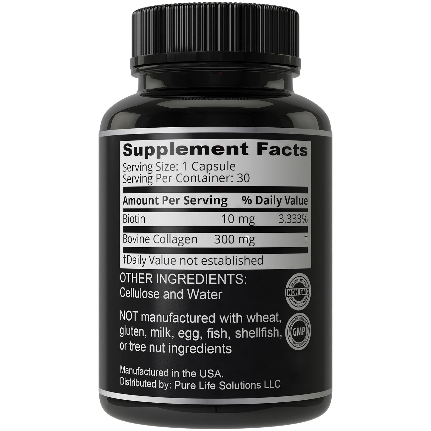Hair Thickness Maximizer Biotin and Collagen Supplement – 10,000mcg Biotin + Bovine Collagen, Capsules, 30 Count
