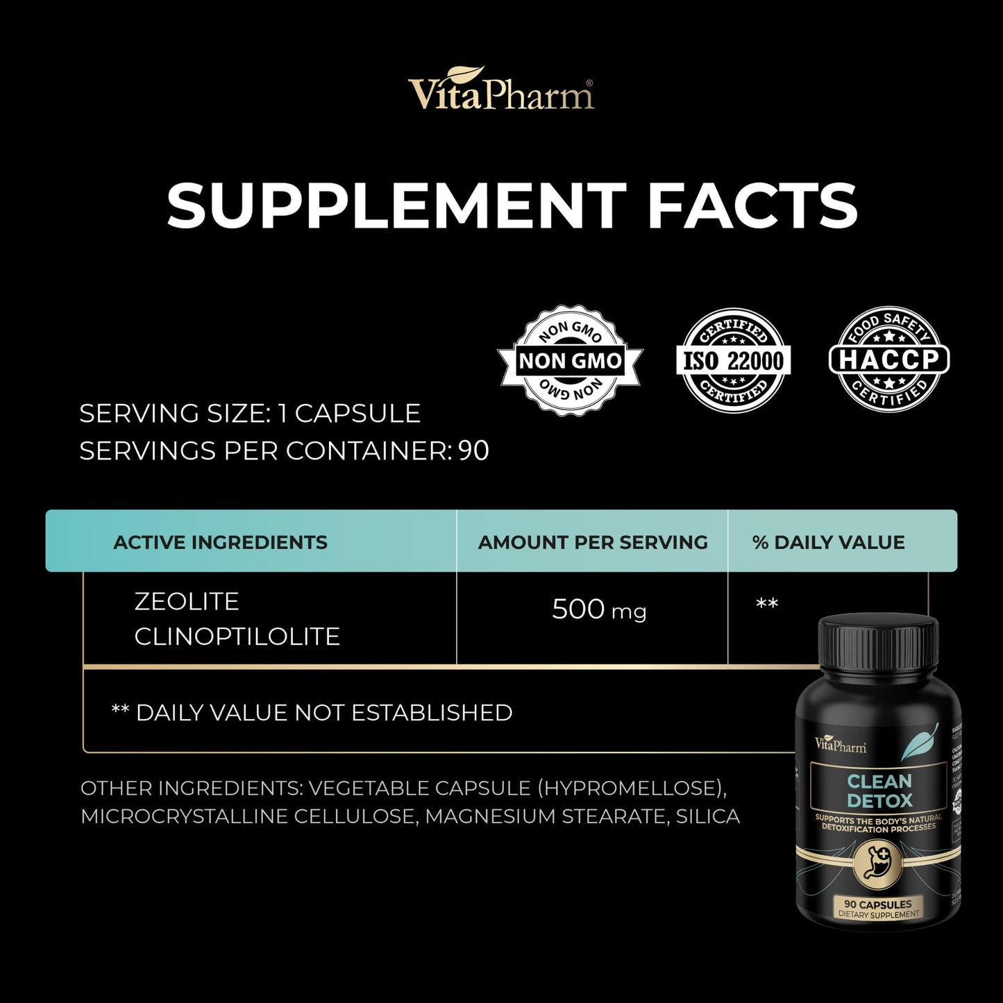 VitaPharm Zeolite Heavy Metal Detox for Adults – Clinoptilolite Binder Capsules, 90 Count