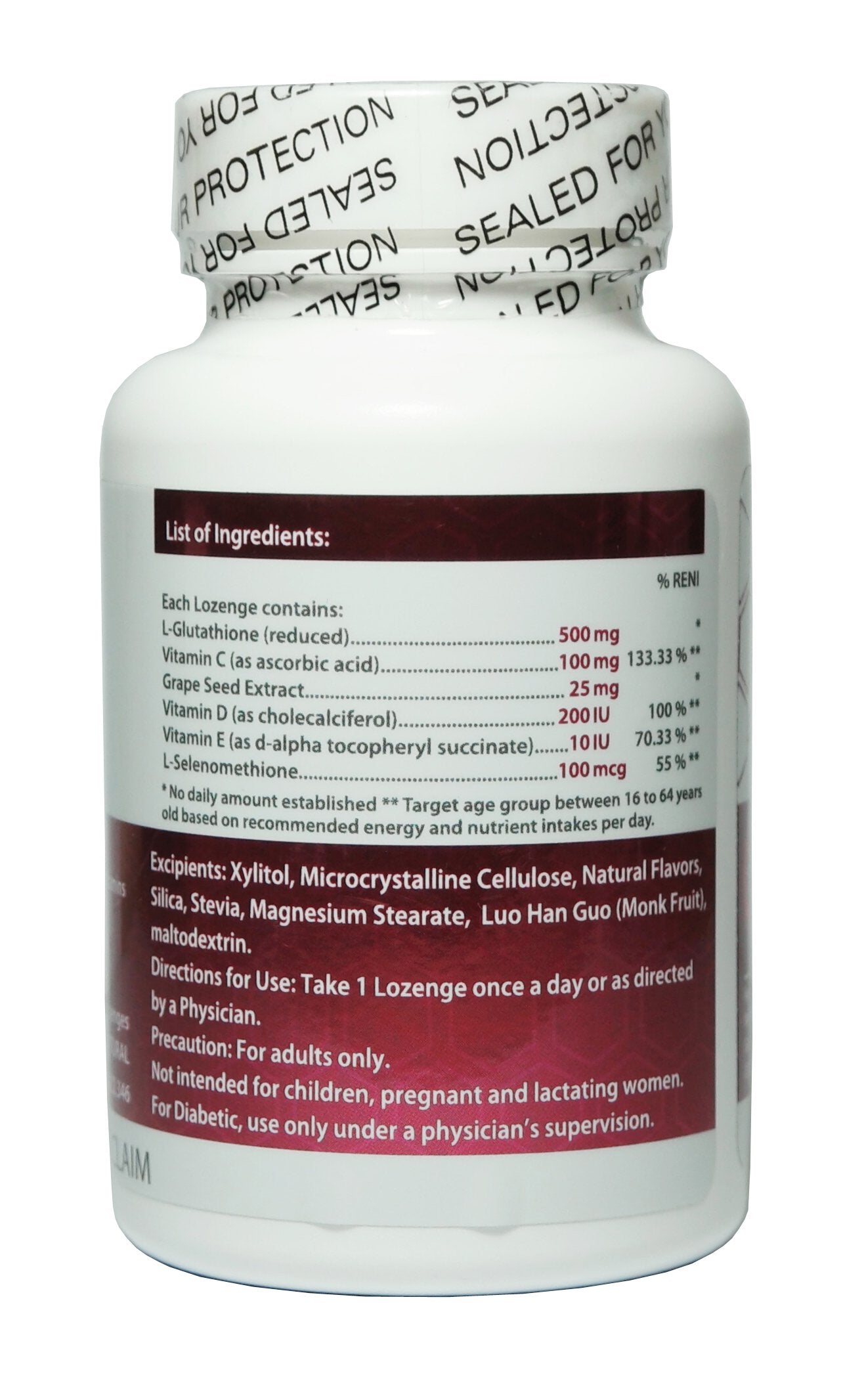Thiocell Glutathione Complex Dietary Supplement and Vitamins Skin Whitening Chewable 30-count