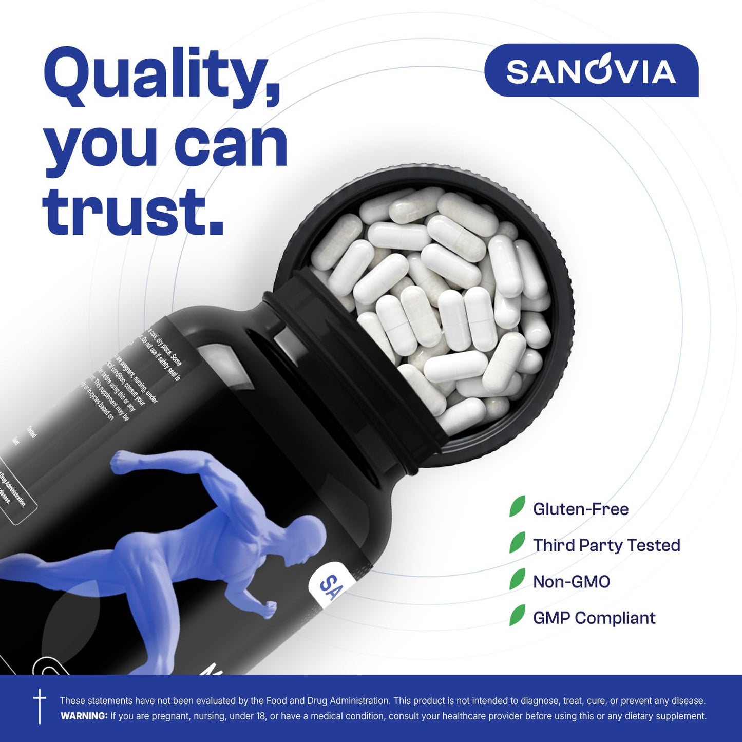 SANOVIA Magnesium Glycinate Sleep Support Supplement with L-Theanine, Chamomile & Melatonin, 60 Capsules