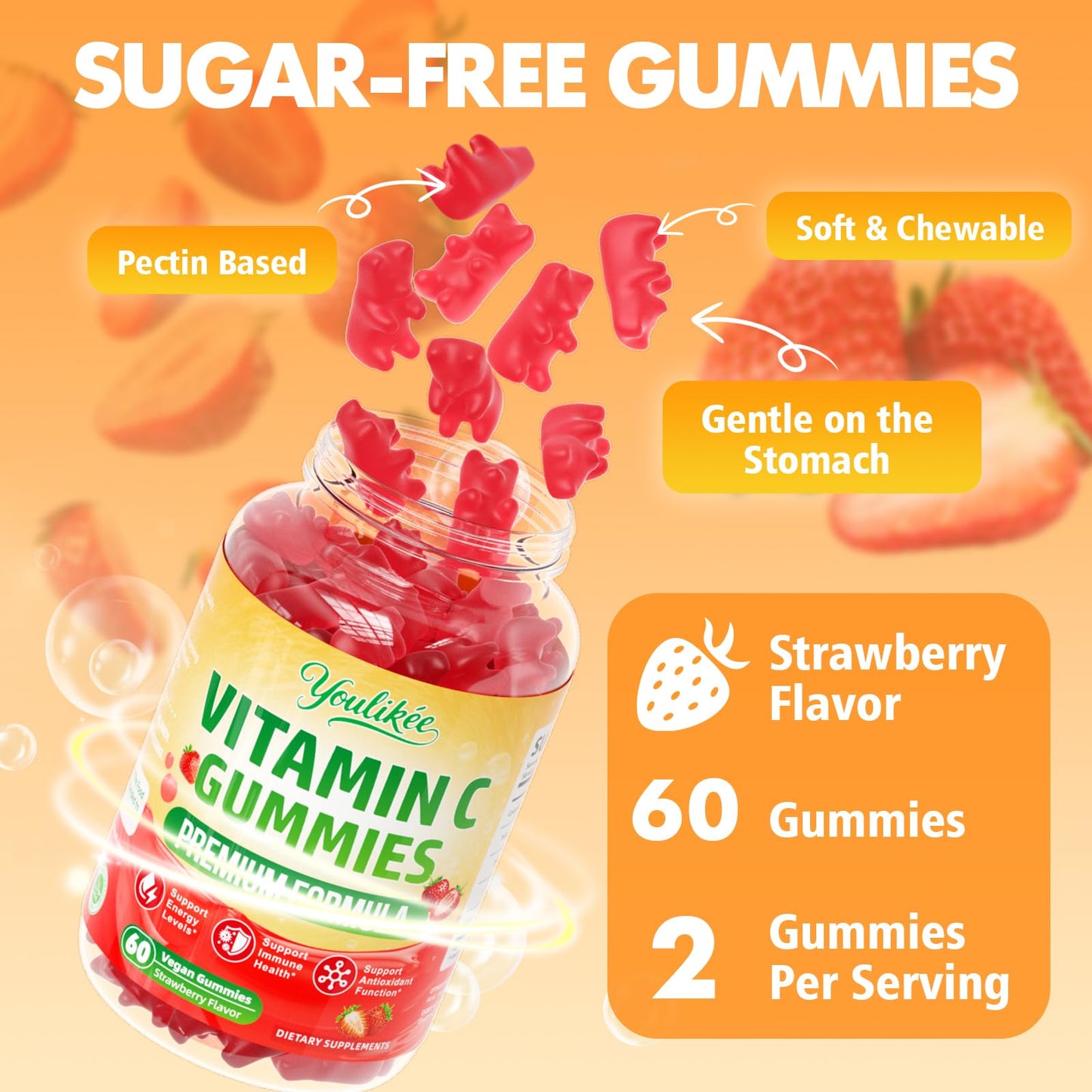Youlikee Vitamin C Gummies, 60 Count