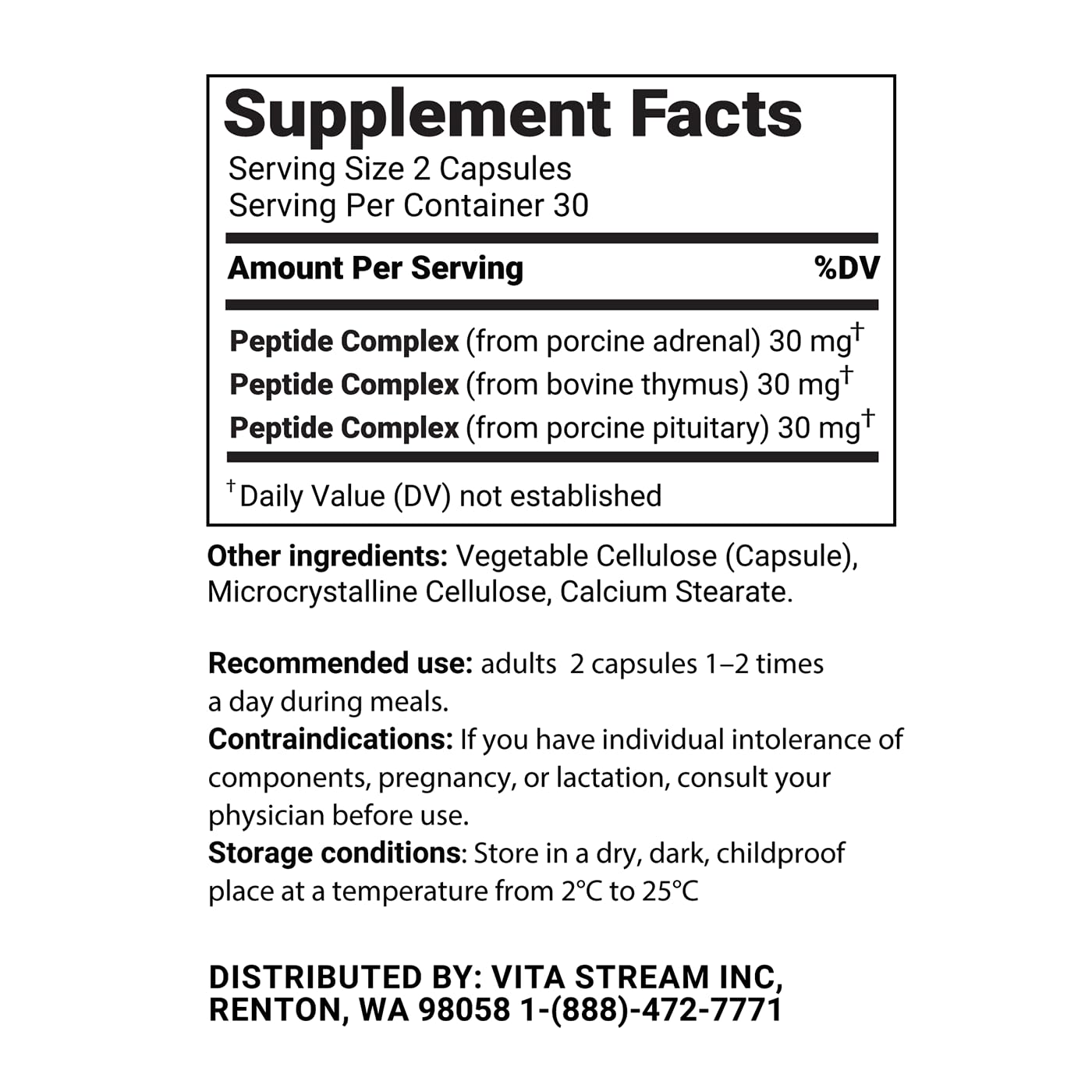 Vita Peptides Defender Natural Peptide Bioregulator Complex Capsule 60 Count