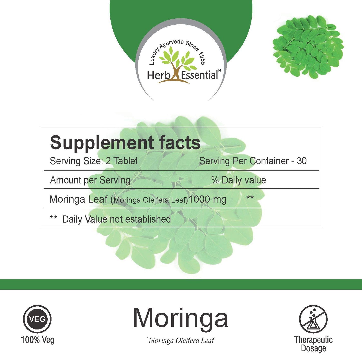 Herb Essential Organic Moringa Leaf Tablets 60 Tablets