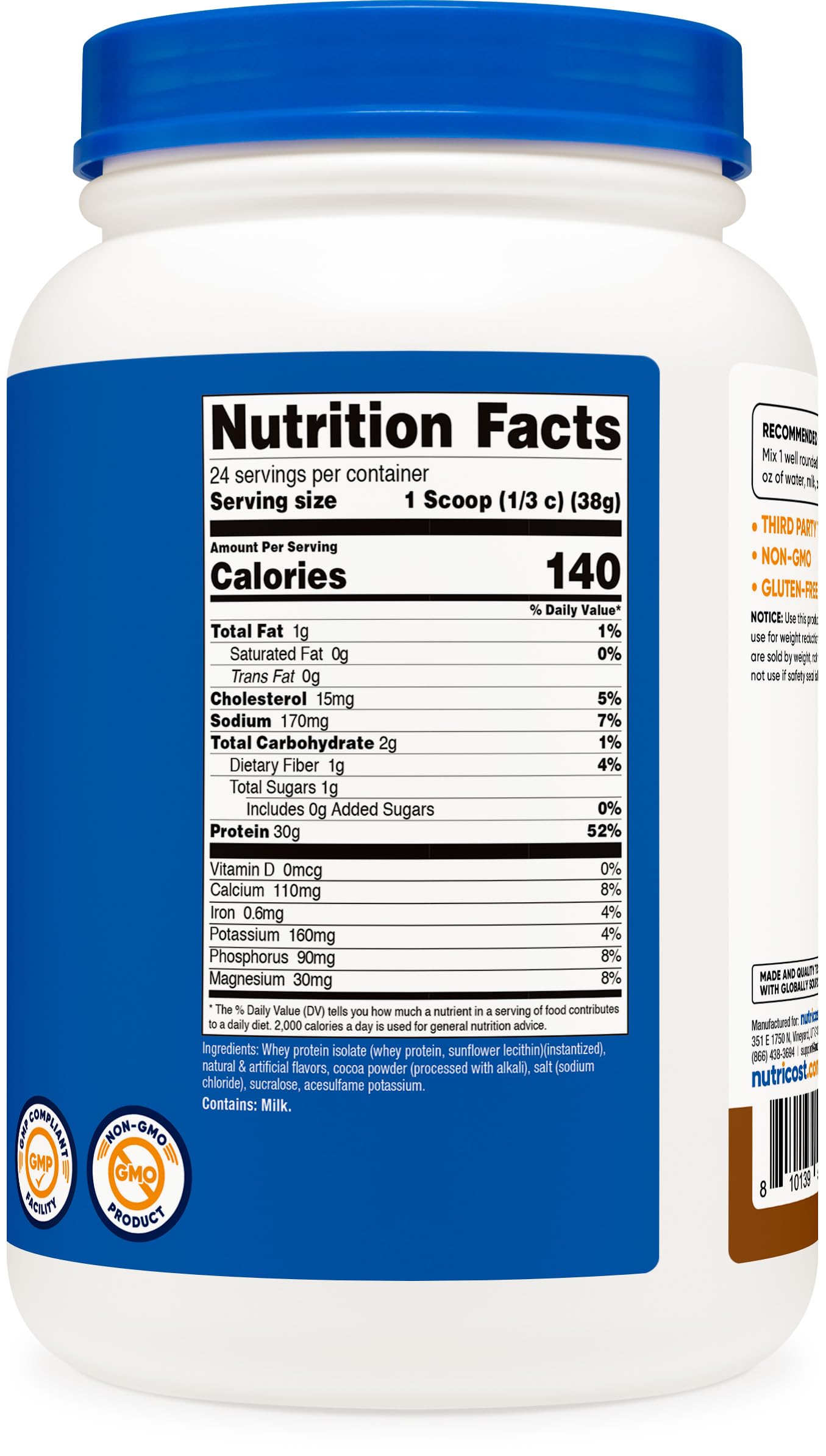 Nutricost Whey Protein Isolate Powder, 32 Servings