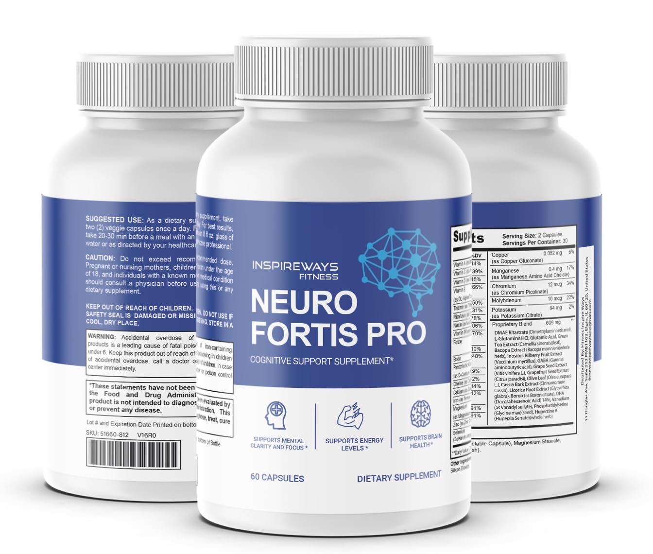 Fitness InspireWays Neuro Fortis Pro Brain Supplement Capsule 60 Count