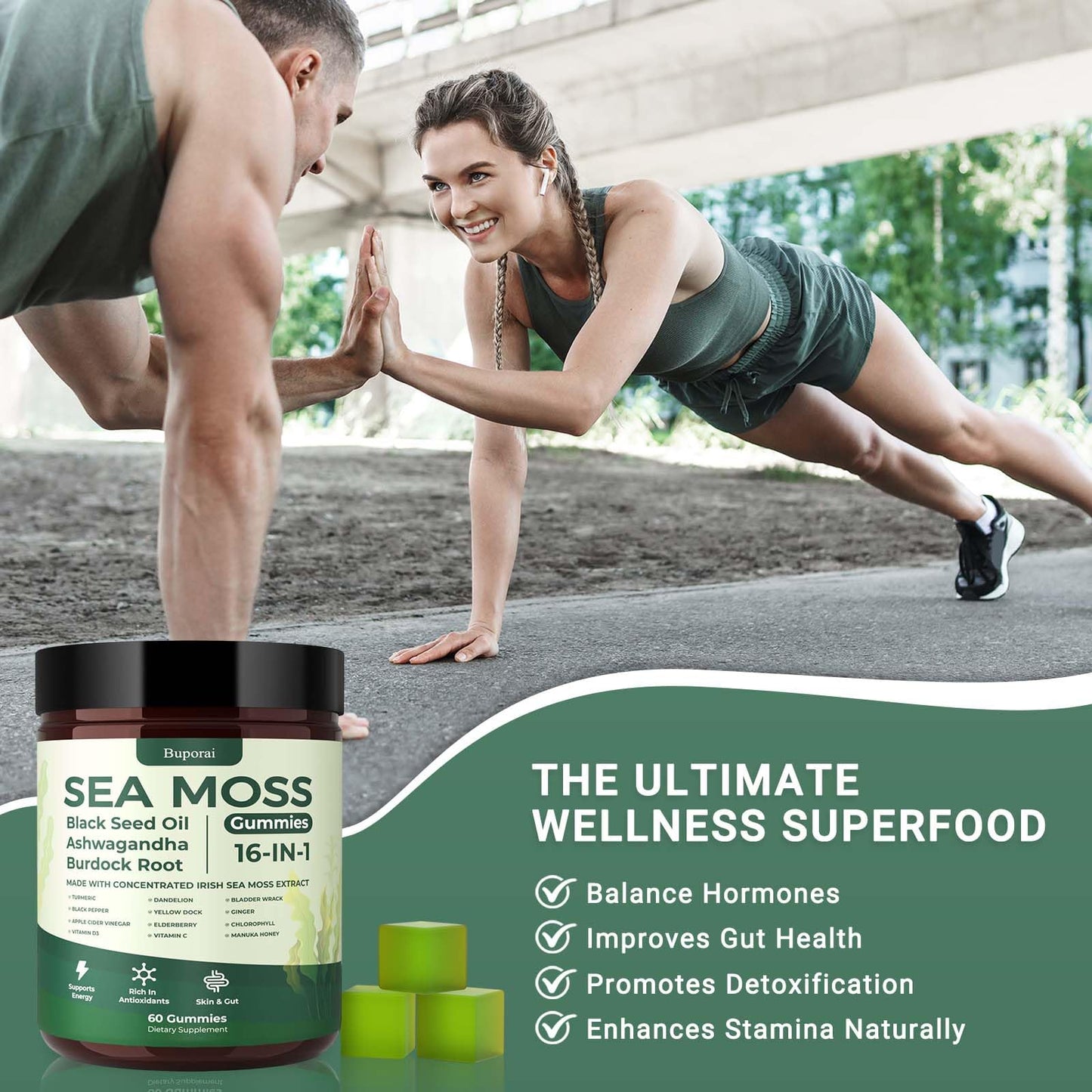 Buporai Sea Moss Gummies 120 Count