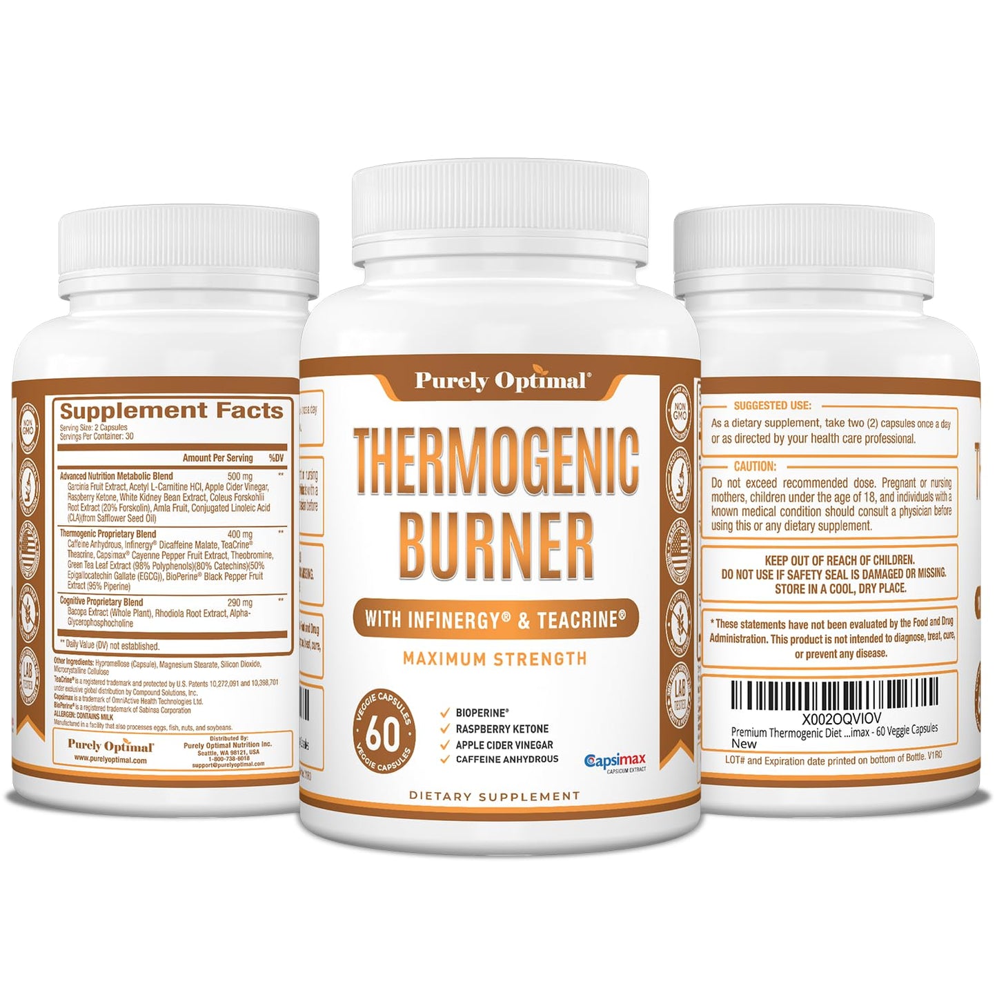 Purely Optimal Thermogenic Fat Burner for Women - Advanced Metabolism Support & Energy Booster Capsules, 60 Capsules