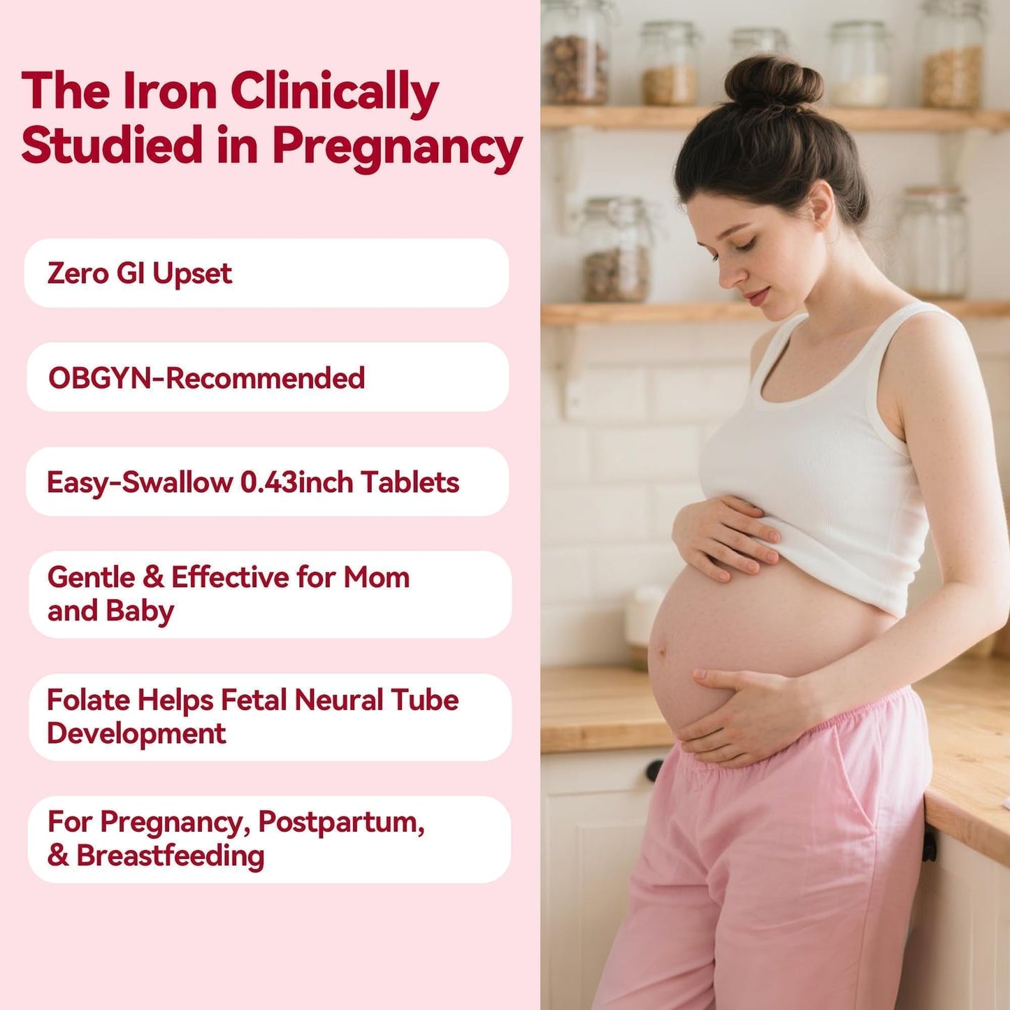 Gynable Gentle Iron Supplement for Women - Slow Release Tablets 18 mg with Folic Acid, B12, Vitamin C & B6, 20 Tablets