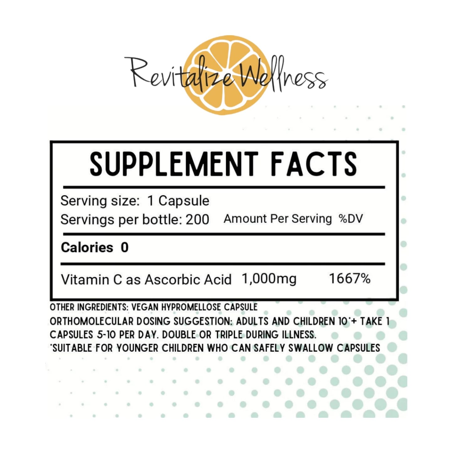 Revitalize Wellness Vitamin C Bundle, Fine Powder Vitamin C and Vitamin C Capsules, 200 Capsules