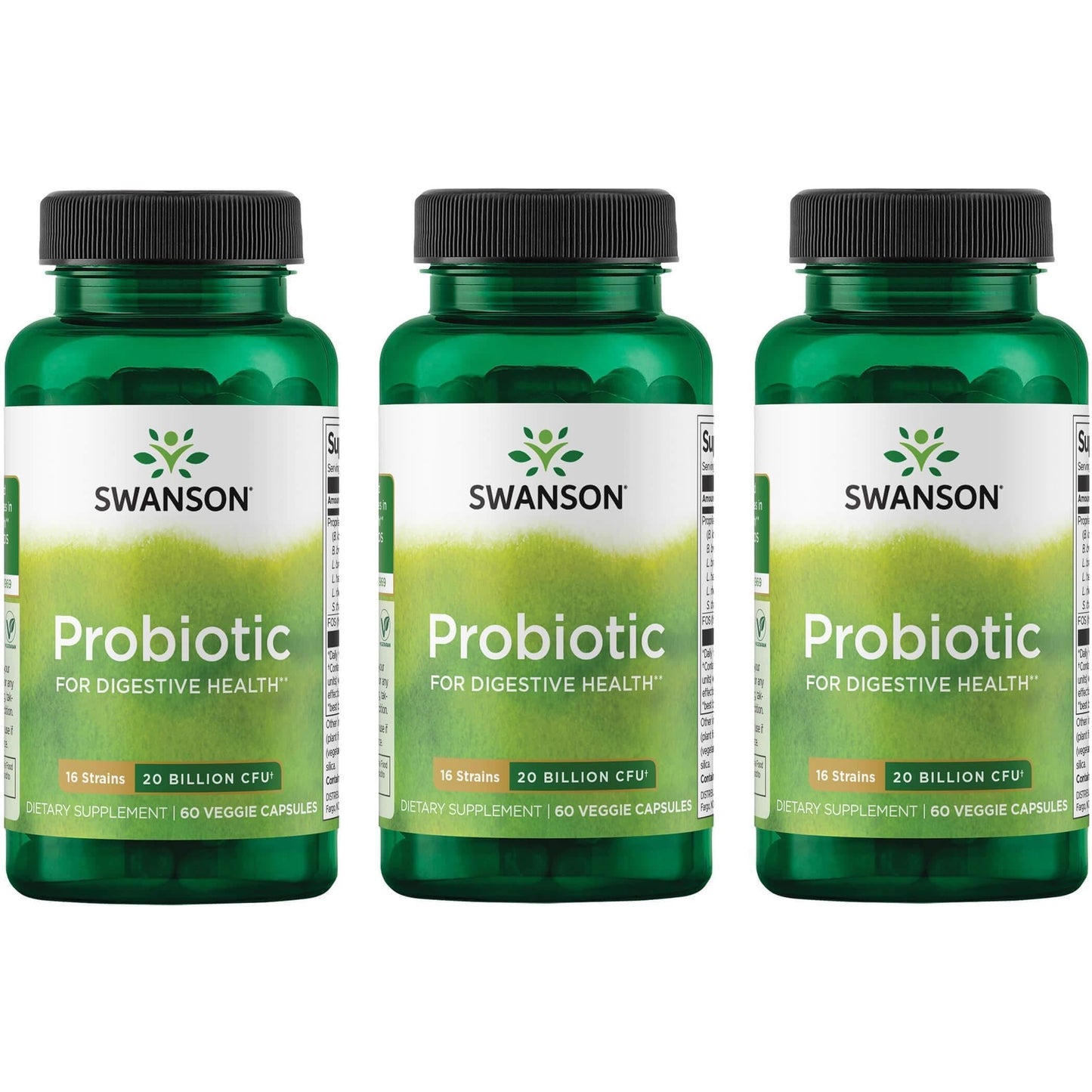 Swanson Probiotic for Digestive Health GI Tract Immune Support Travelers Support 20 Billion CFU with Prebiotic FOS 180 Capsules