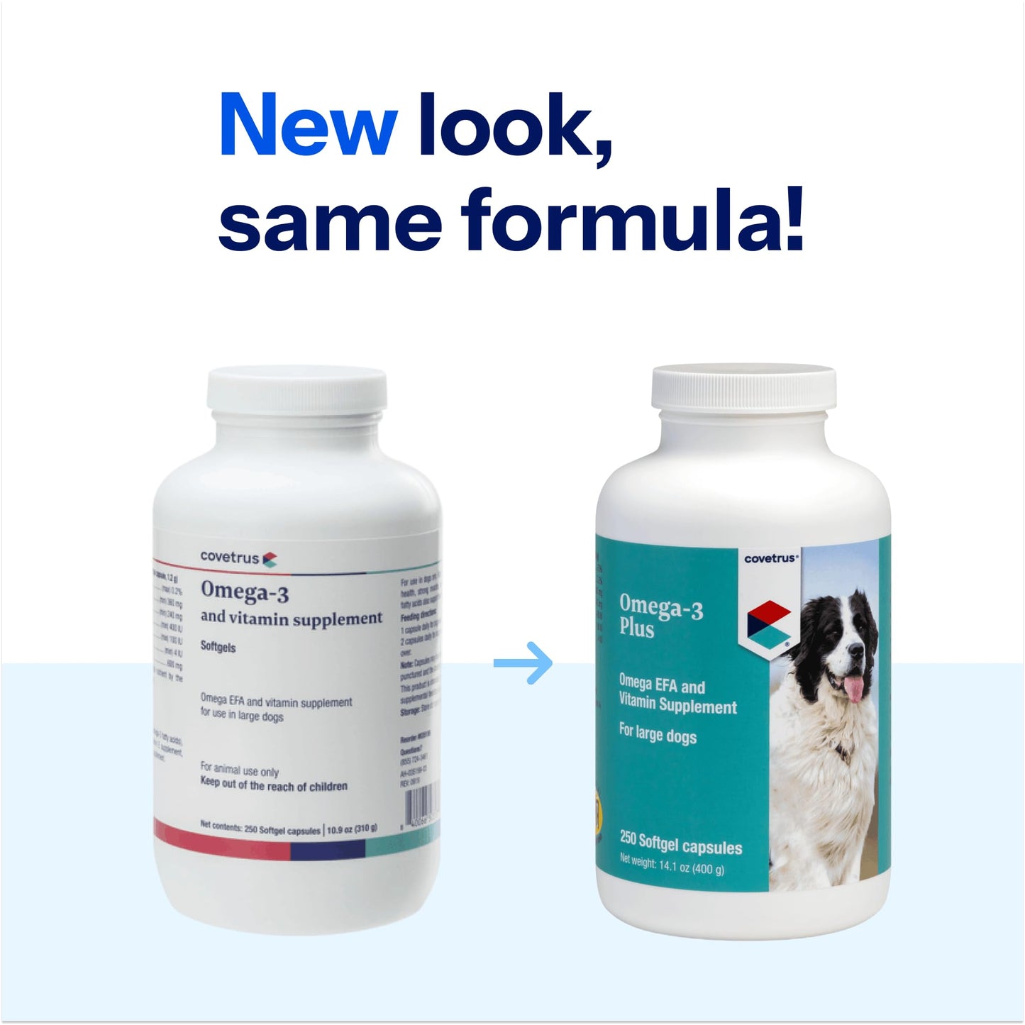 Covetrus Omega-3 Capsules for Large Dogs – Essential Fatty Acids with Vitamins A, E & D3 – Skin, Coat & Joint Supplement, 60 Count