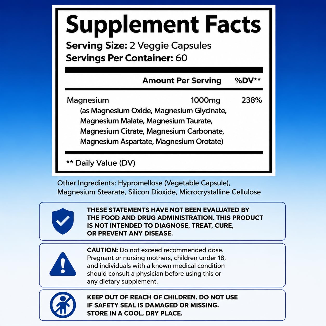 GLAMARA Magnesium Magnesium Complex for Women and Men Capsules, 120 Count