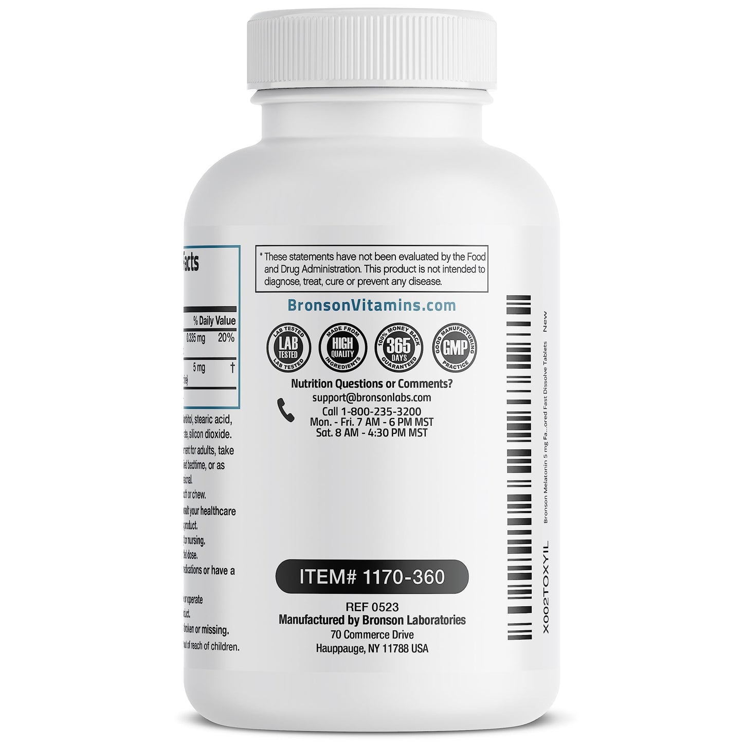 Bronson Melatonin 5mg Fast Dissolve Cherry Flavor Tablets with Vitamin B6 Nighttime Sleep Aid, 360 Tablets