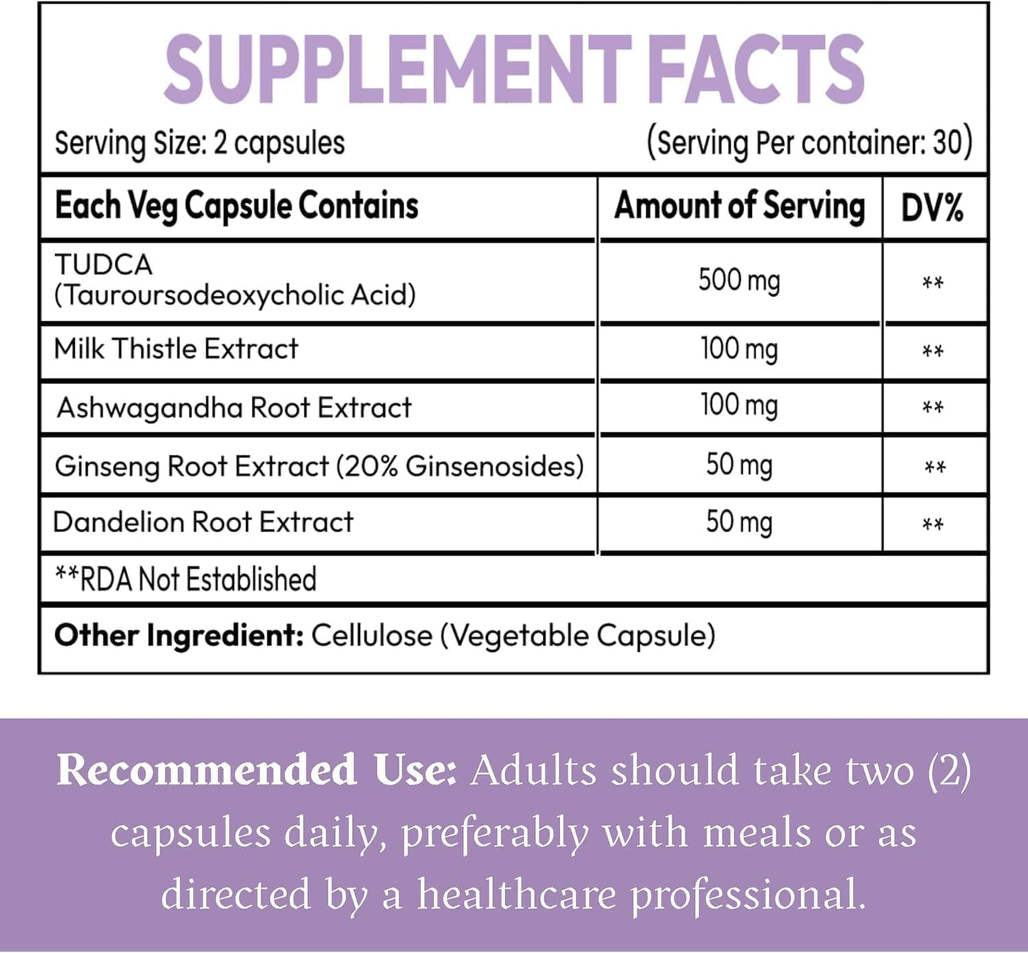 AIKOURA HERBS TUDCA 800mg Liver & Gallbladder Support Supplement Capsules, 60 Vegan Capsules
