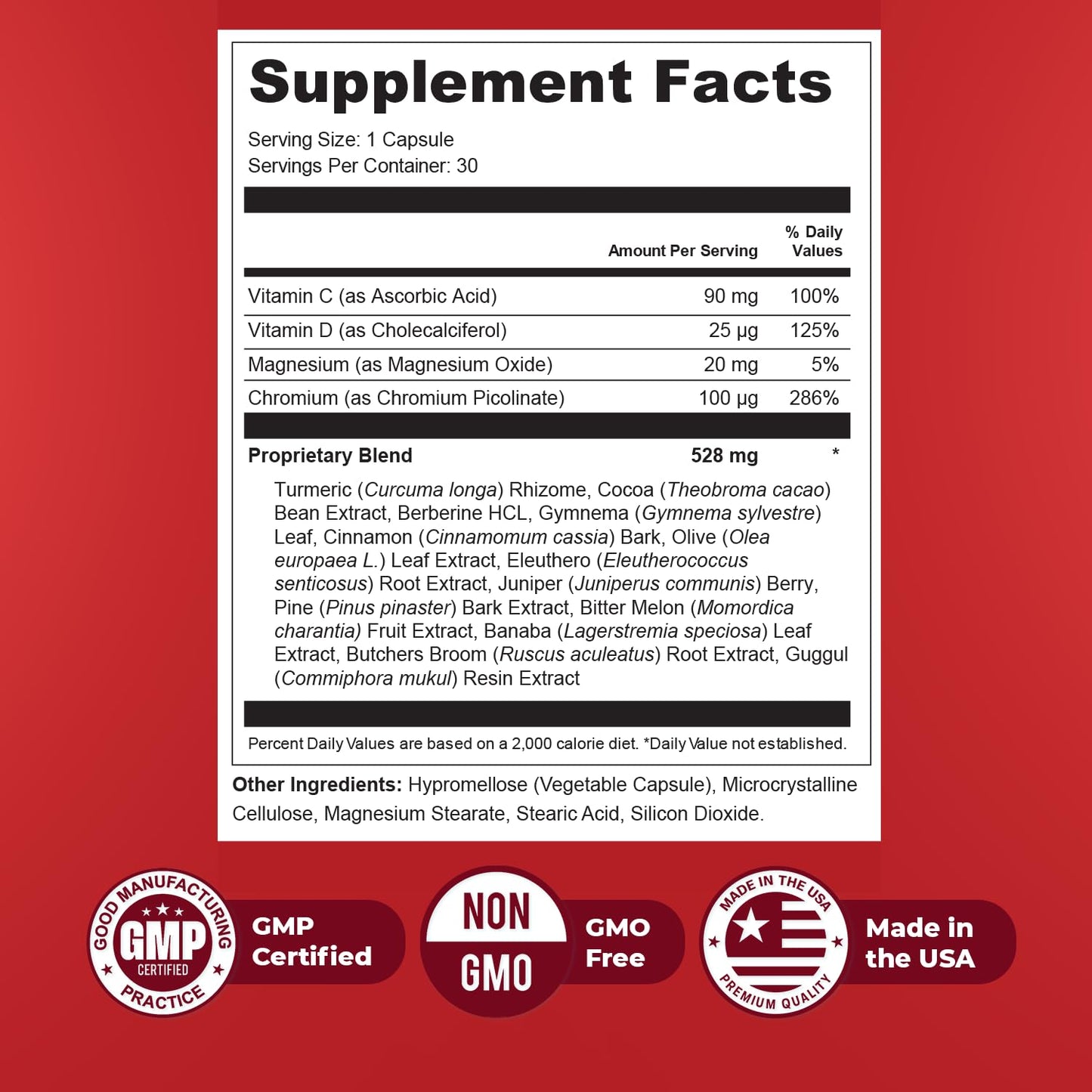 Orby GlycoSwitch Natural Daily Wellness Supplement with Vitamin C, D3, Magnesium & Chromium, Non-GMO, GMP Certified, Made in USA, 30 Capsules