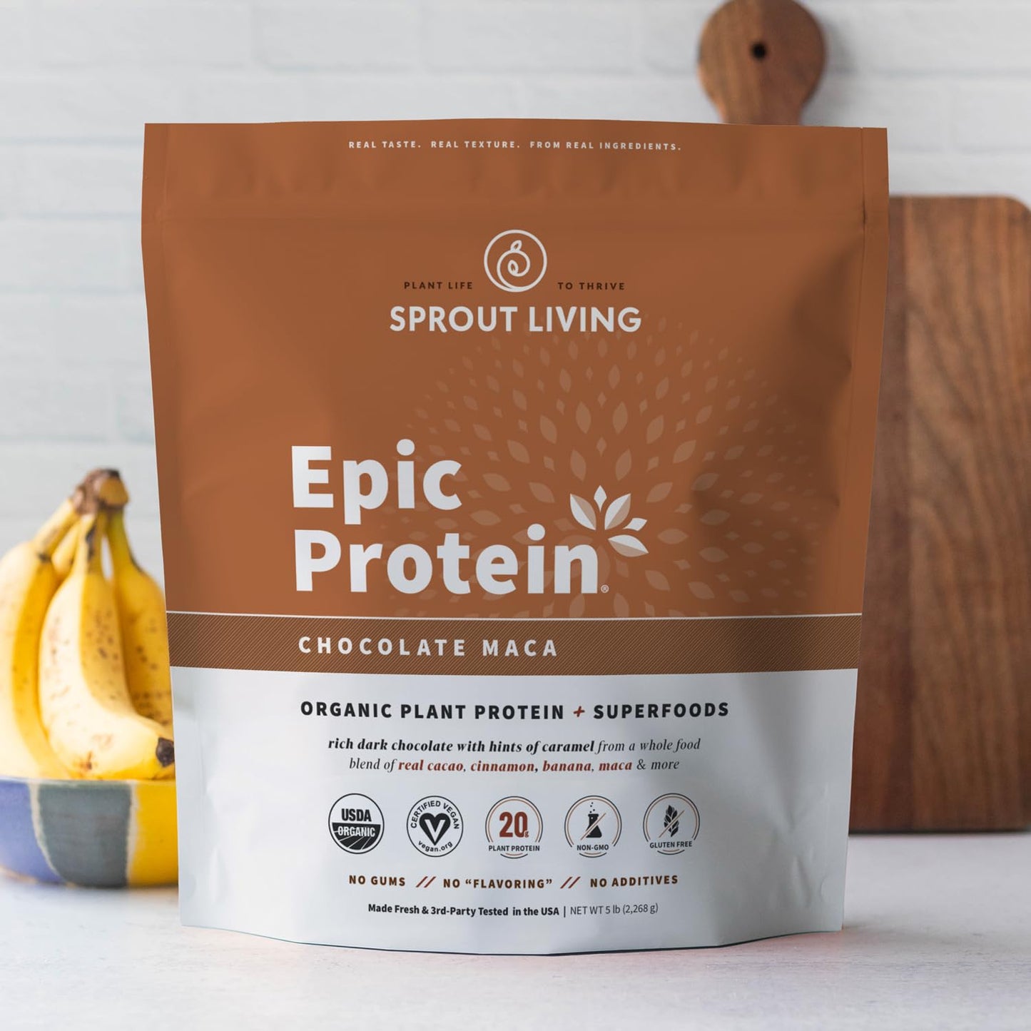 Sprout Living Epic Protein Plant Based Protein & Superfoods Powder Chocolate Maca 80
