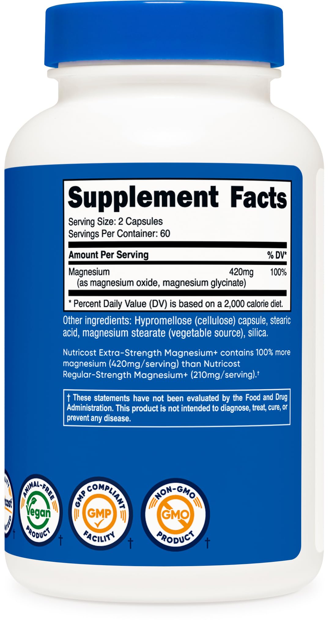 Nutricost Magnesium+ Extra Strength 420mg, 120 Capsules