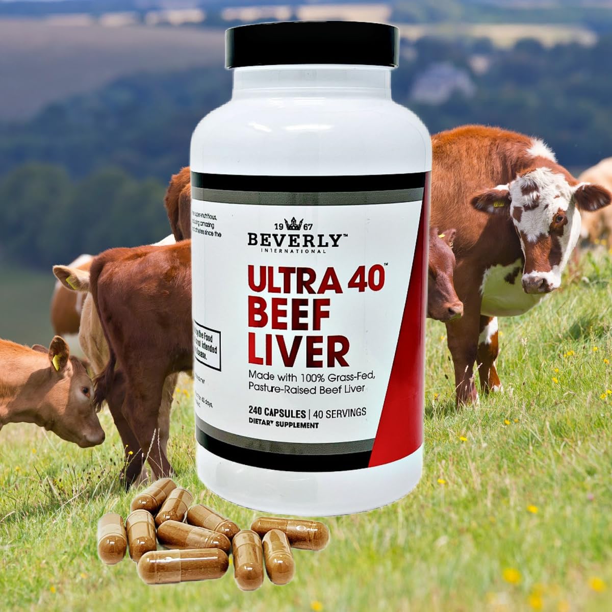 Beverly International Ultra 40 Beef Liver Capsules, 240 Count