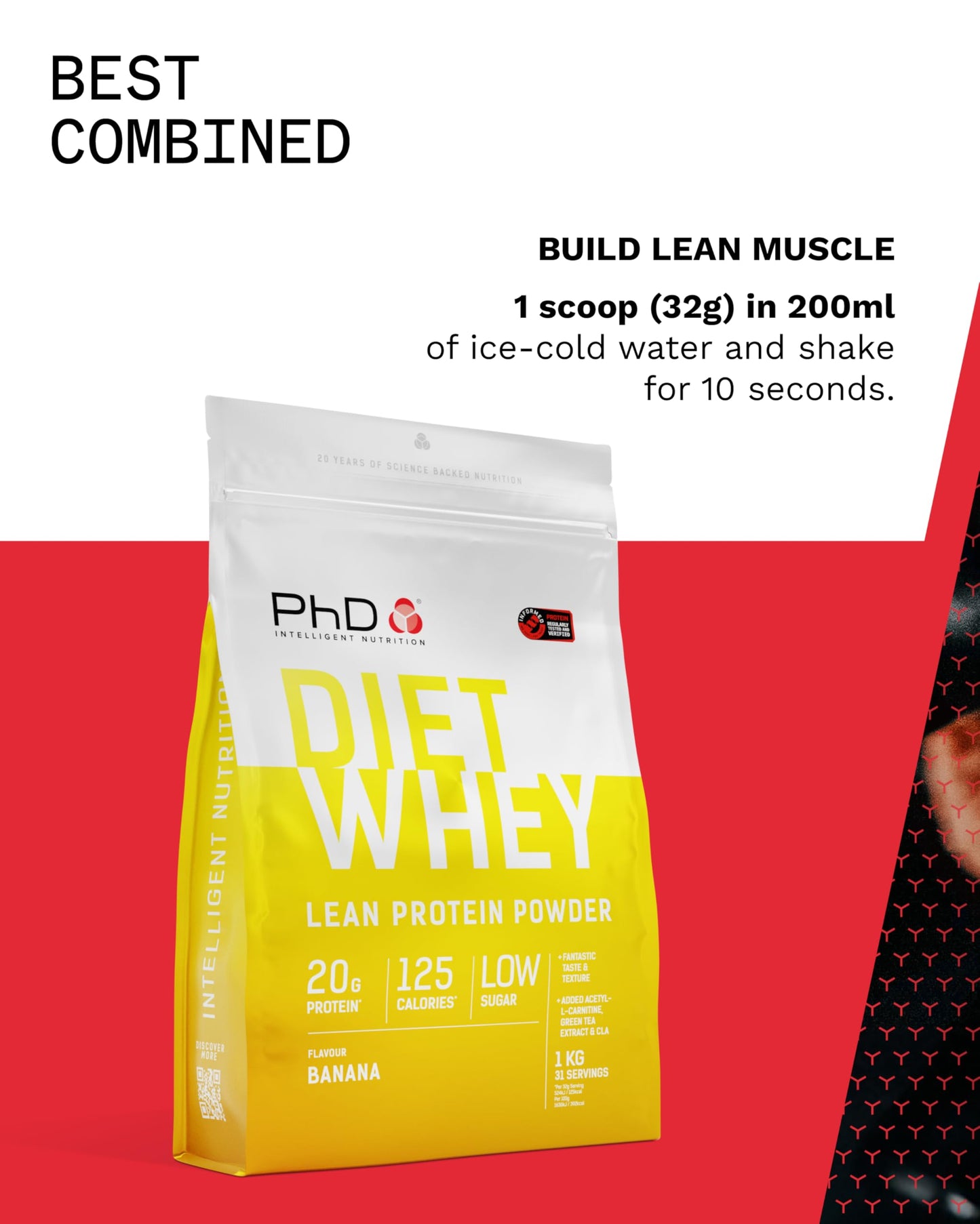 PhD Diet Whey Banana Protein Powder, 2.2 lb