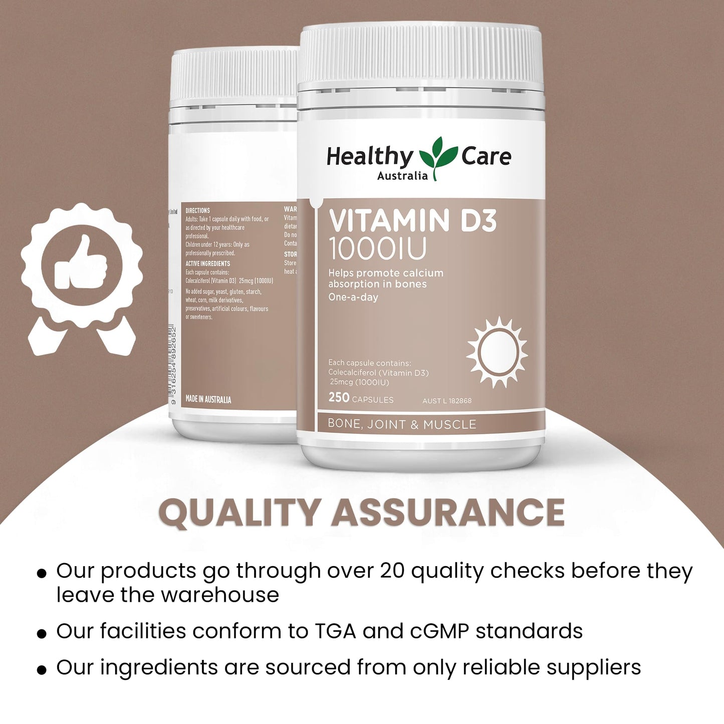Healthy Care Vitamin D3 1000IU Softgel Capsules 250