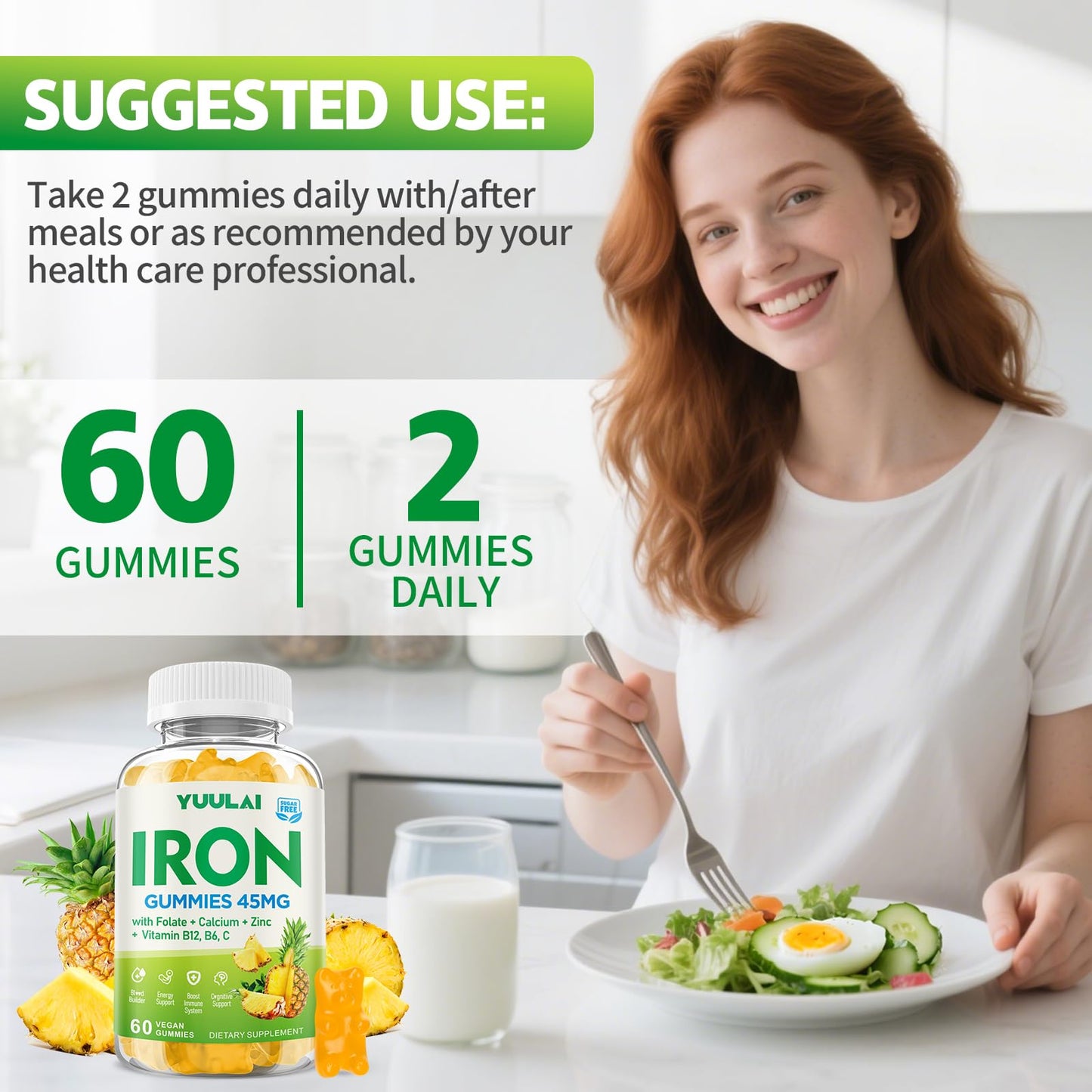 YUULAI Iron Gummies 120 Count