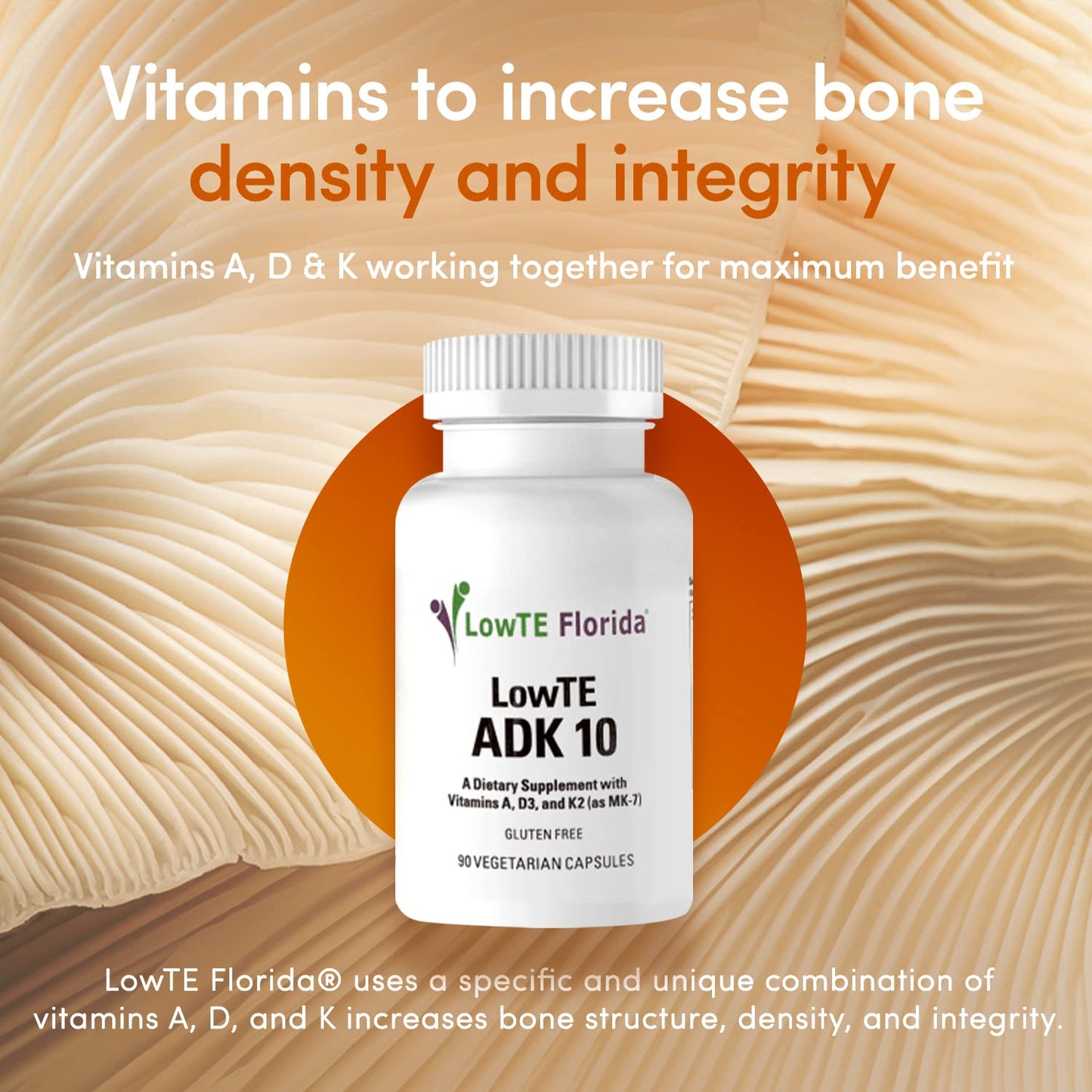 LowTE Florida ADK 10-90 Capsules Vitamin D3 K2 & A, 90 Capsules