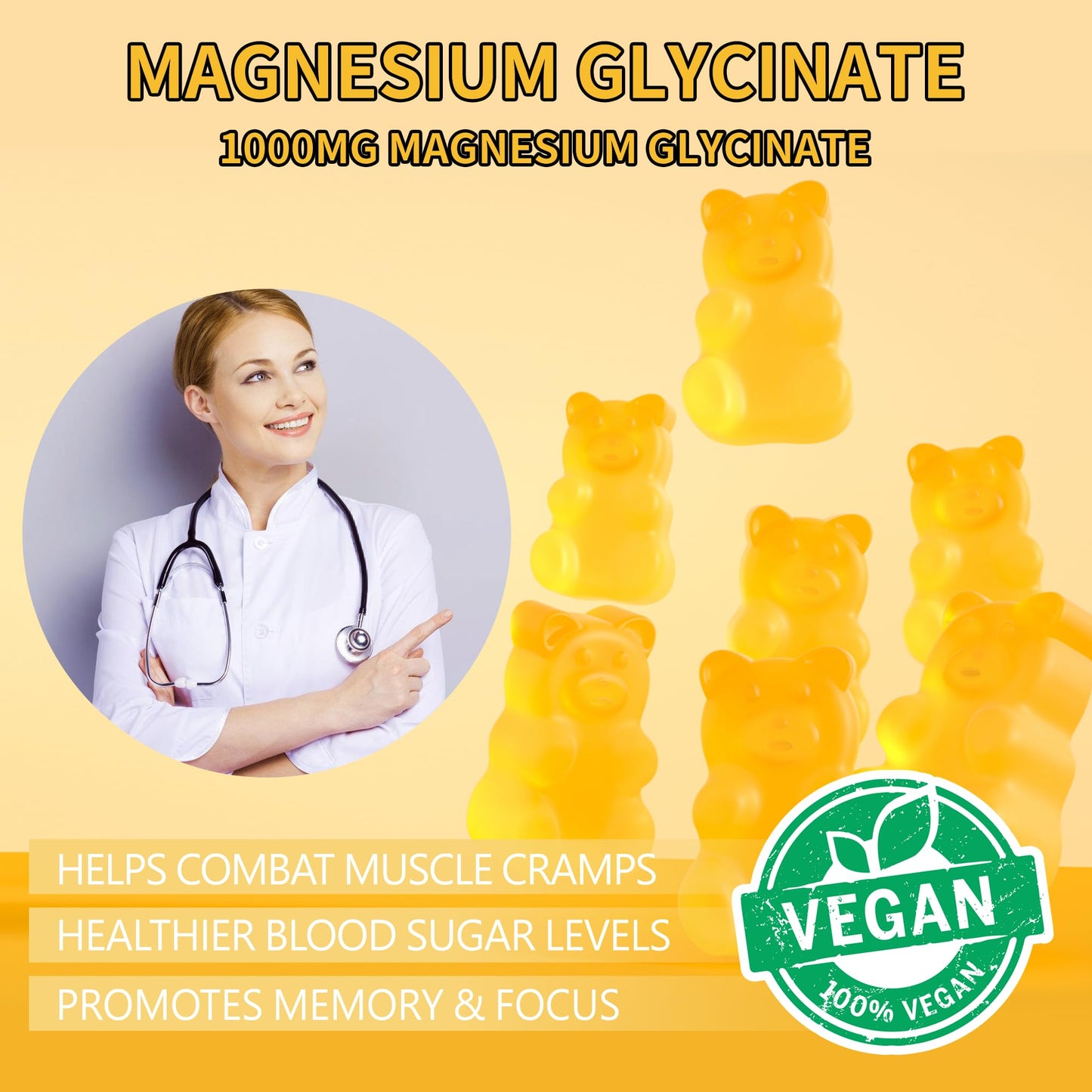 Novomins Magnesium Glycinate Gummies 1000mg, 180 Gummies, Mango Pineapple