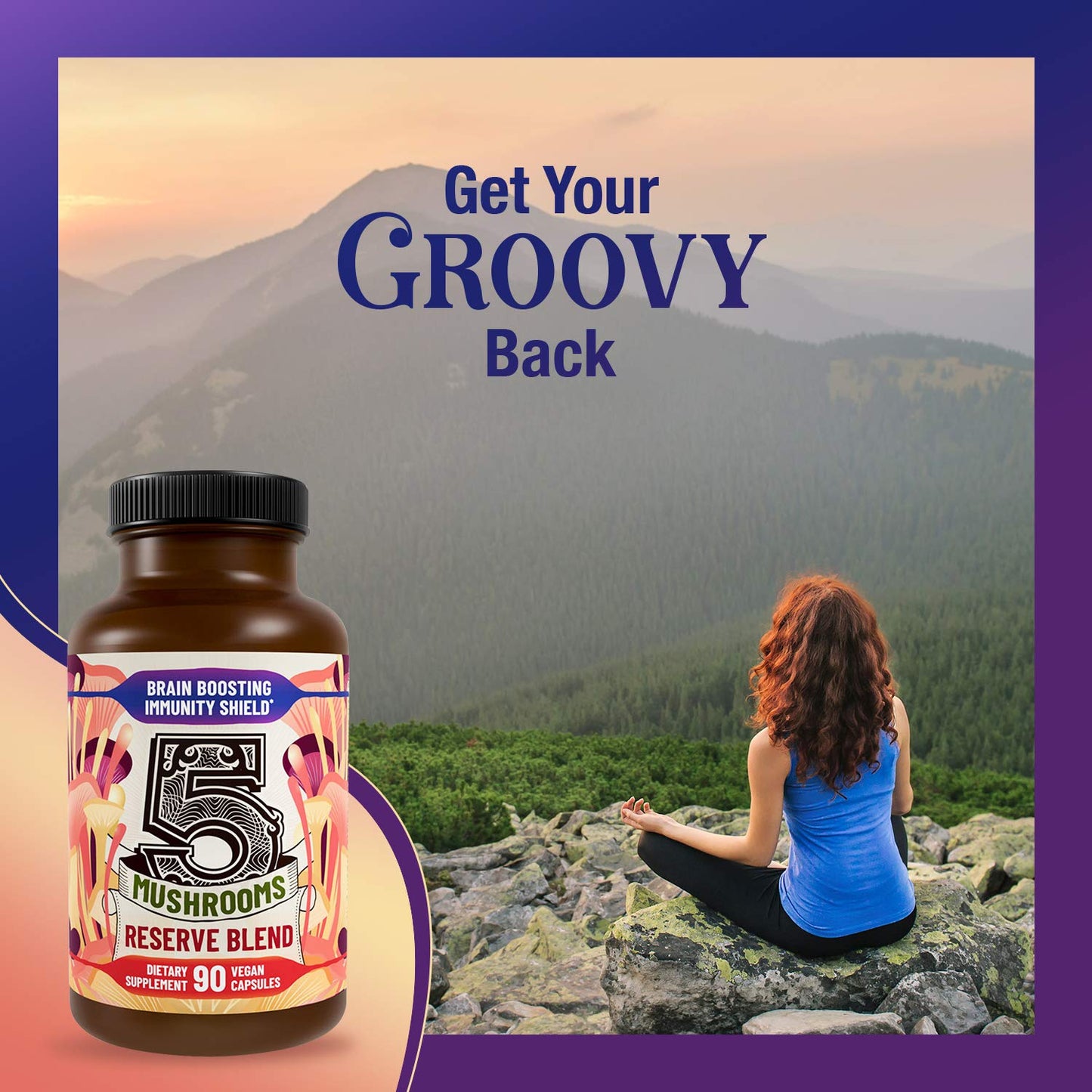 Hippie Farms 5 Mushrooms Reserve Blend Mushroom Supplement Powder Capsule 90 Count