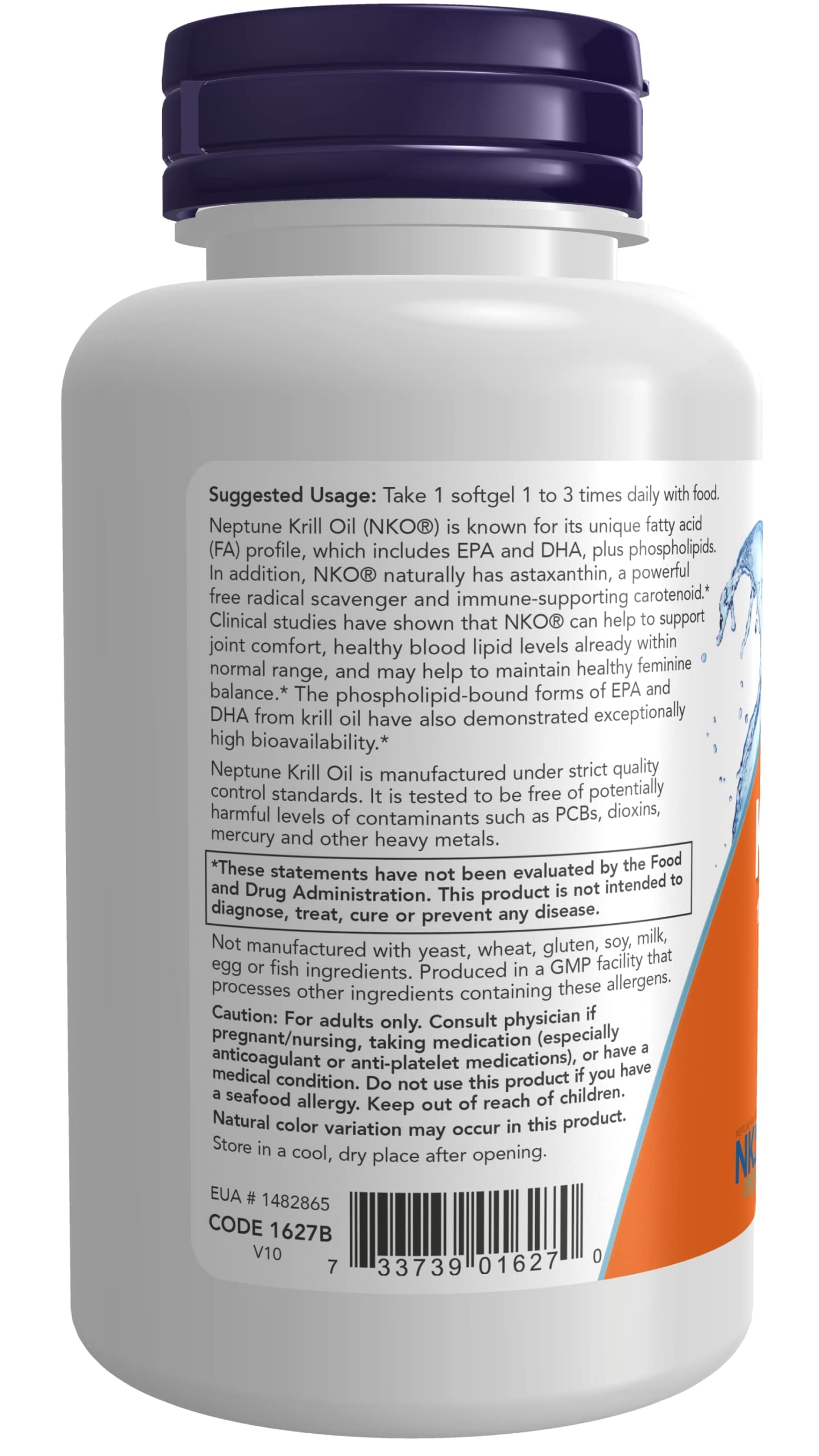 NOW Foods Neptune Krill Oil Double Strength 1000 mg Phospholipid-Bound Omega-3 Softgels 120